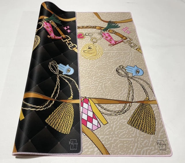 Double the Fun Year of the Horse Mahjong Mat - Brown