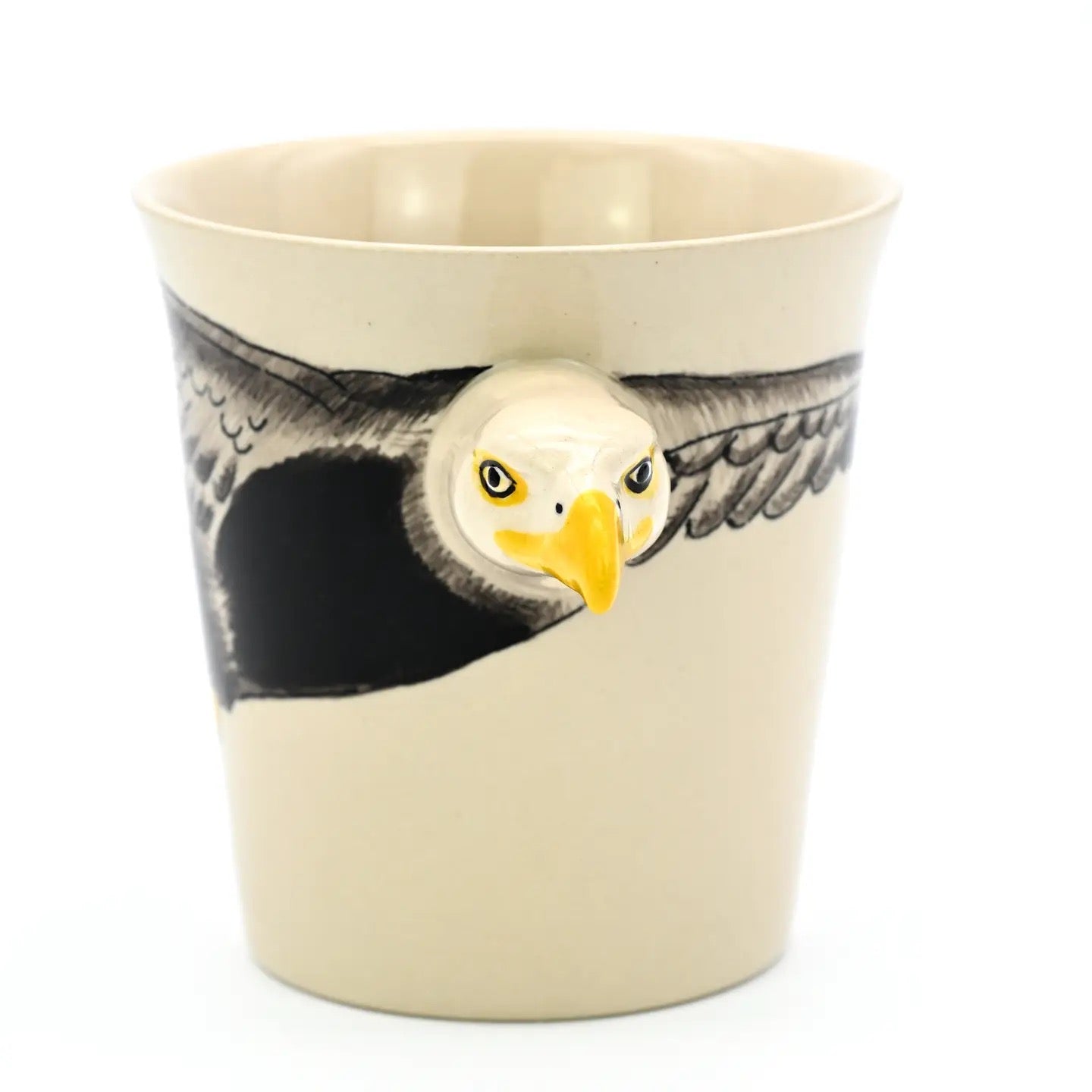 Ceramic mug with an eagle design on a white background