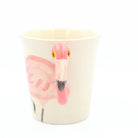 Mug with a pink flamingo design on a white background