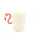 Mug with a pink flamingo handle on a white background