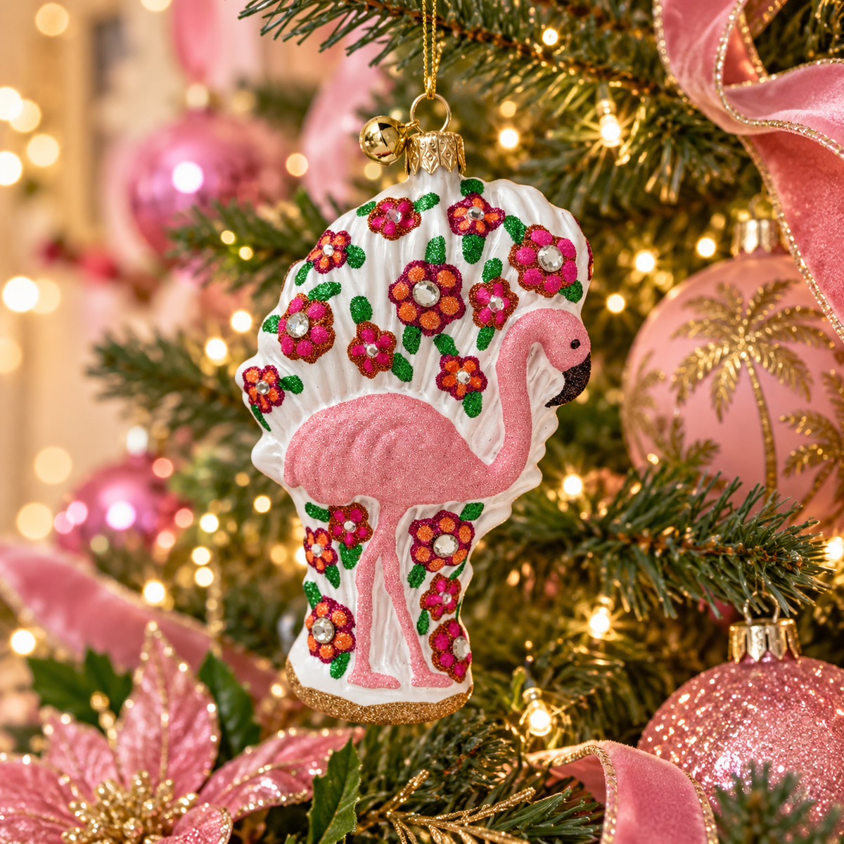 Flora Flamingo Christmas Ornament