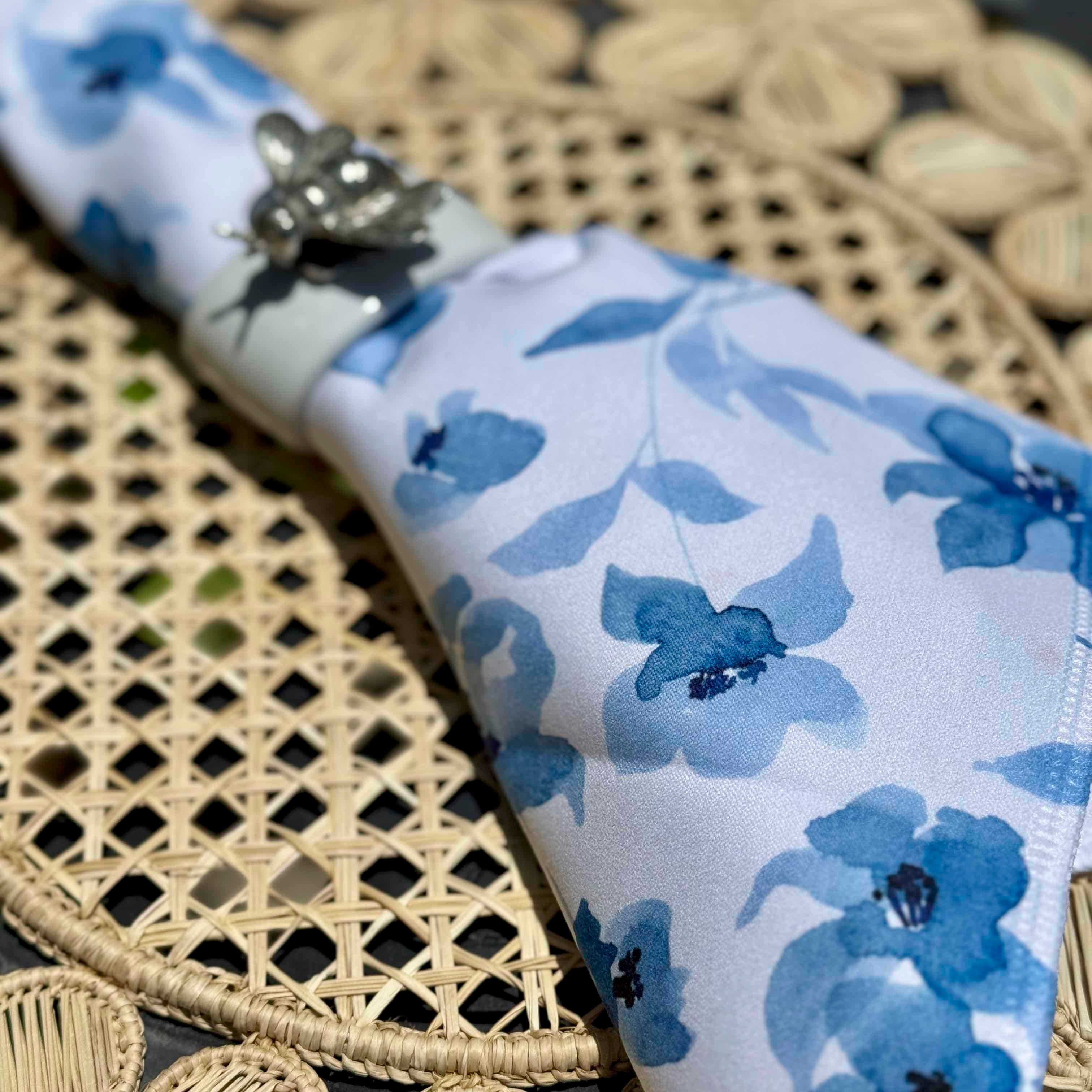 Flowers in Blue Dinner Napkins