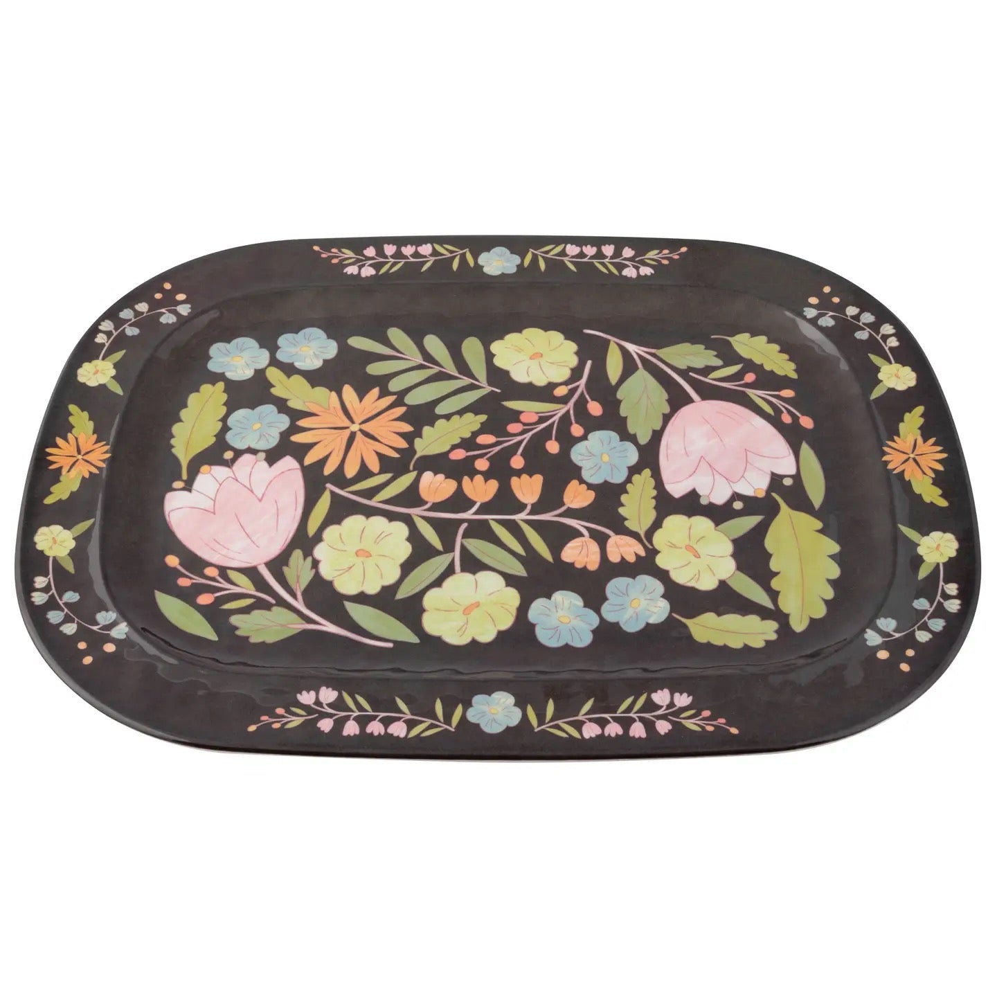 Folk Flower Melamine Tray