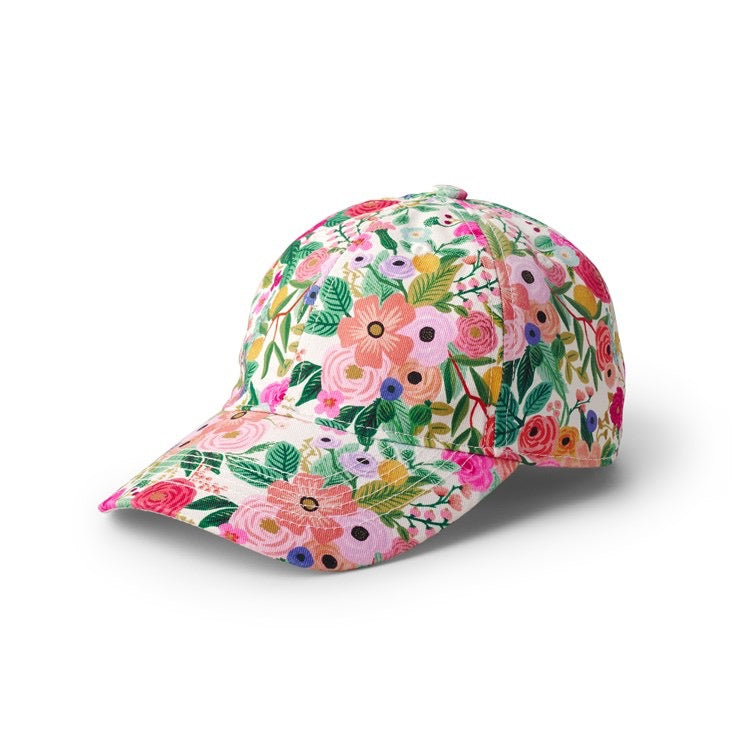 Floral-patterned cap on a white background