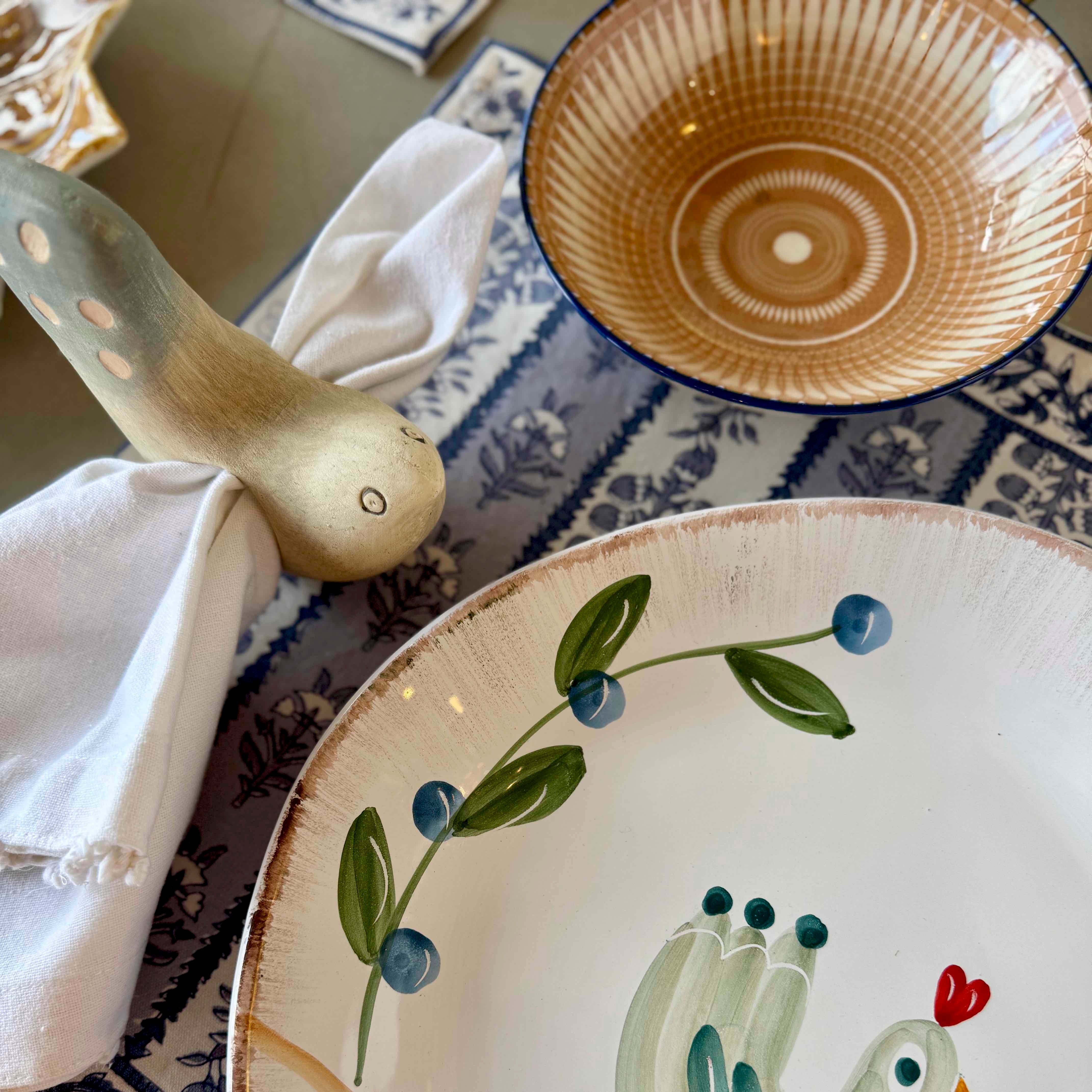 Geometric Ceramic Berry Bowl