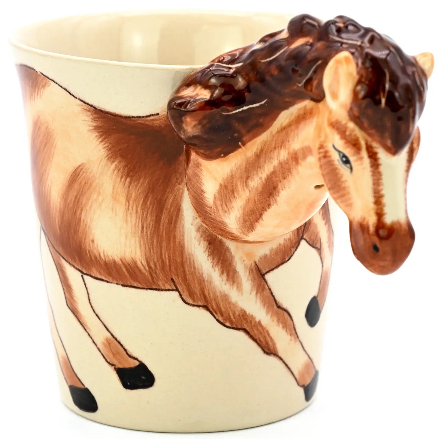 Mug with a horse design on a beige background