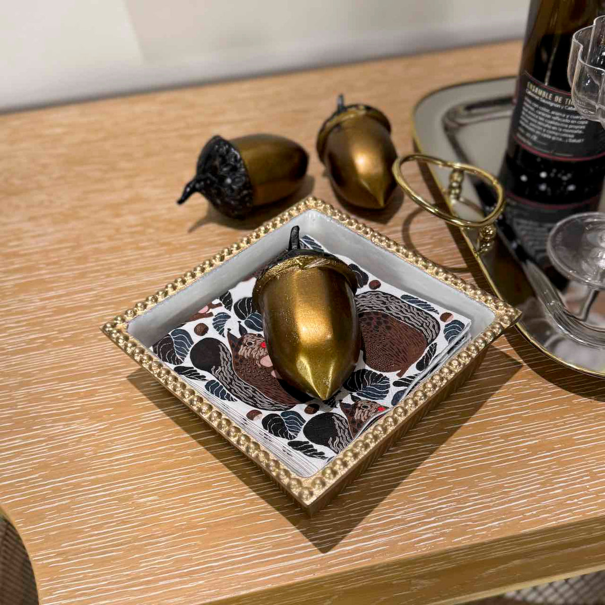 Gold Beaded Cocktail Napkin Holder