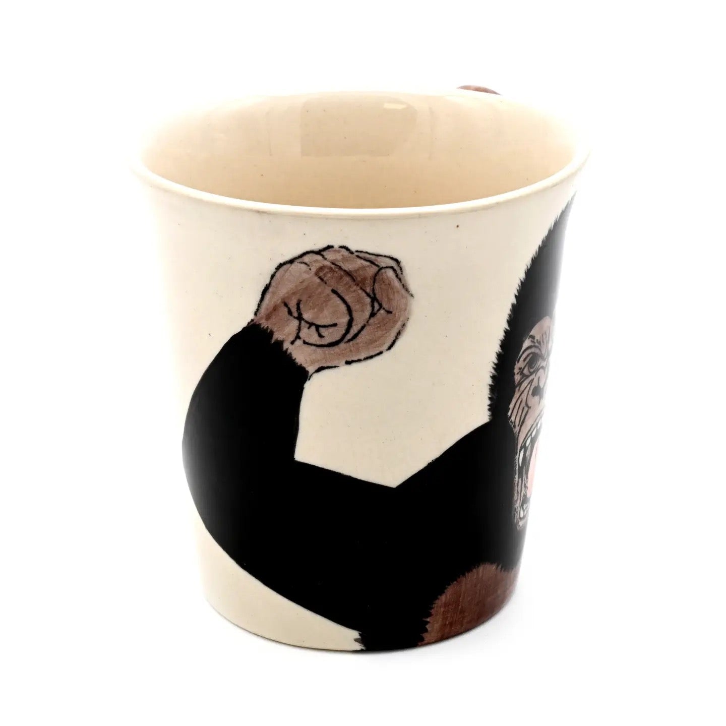 Ceramic mug with artistic design on a white background