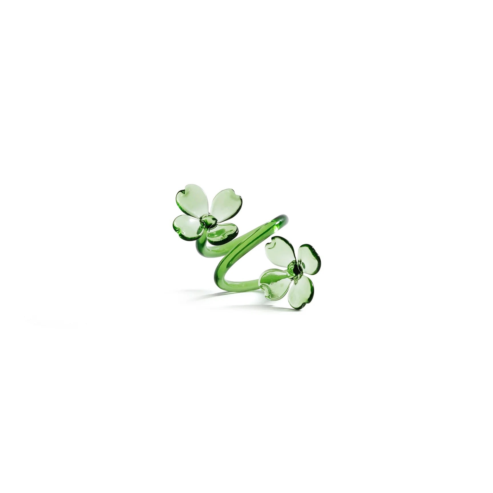 Green floral ring on a white background