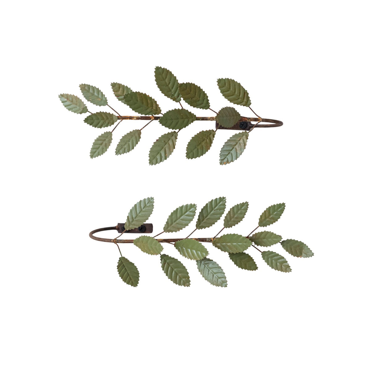 Green Leaves Toleware Curtain Tiebacks - Set of 2