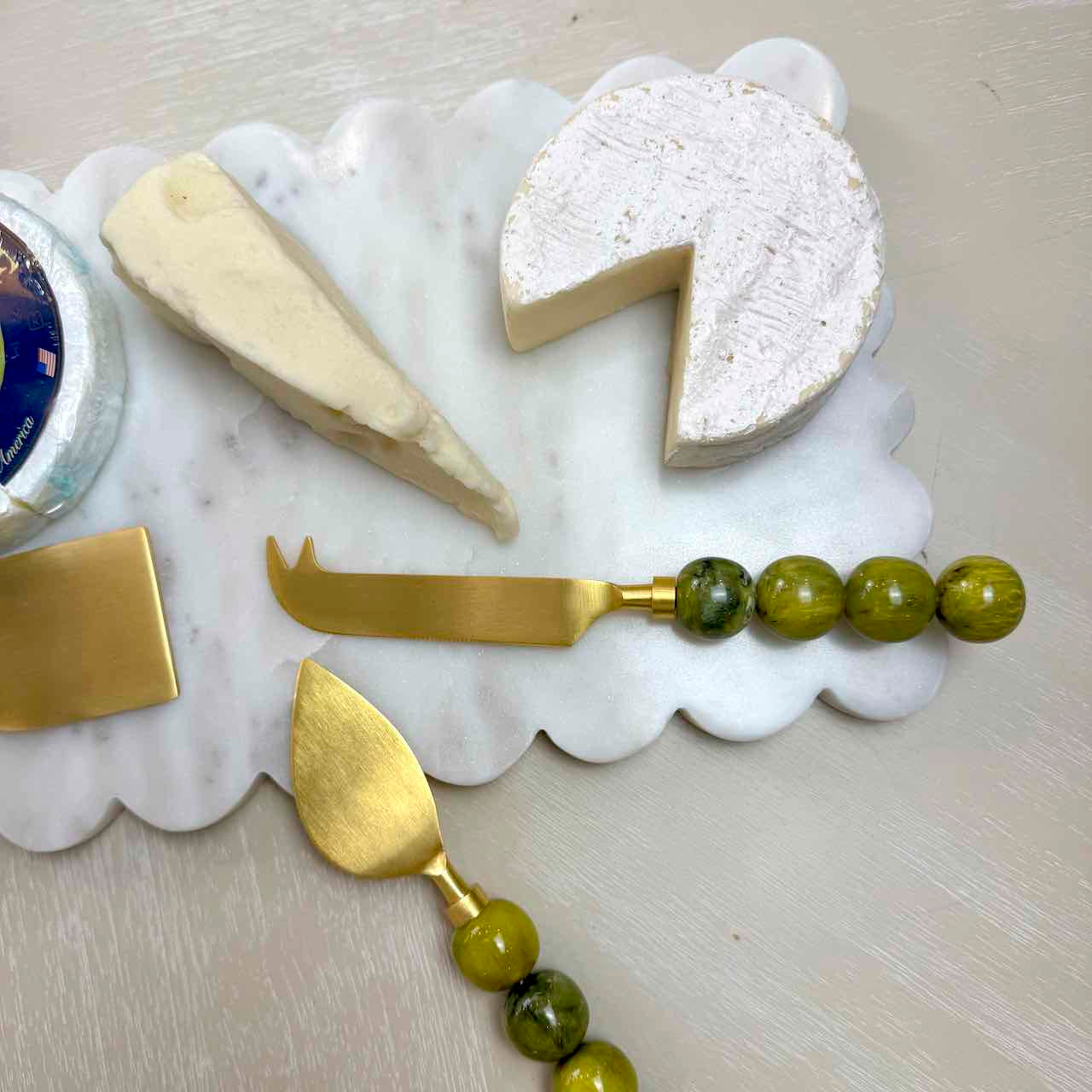 Green Marbled Cheese Knife Set