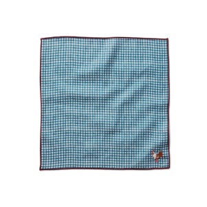 Blue checkered pocket square on a white background