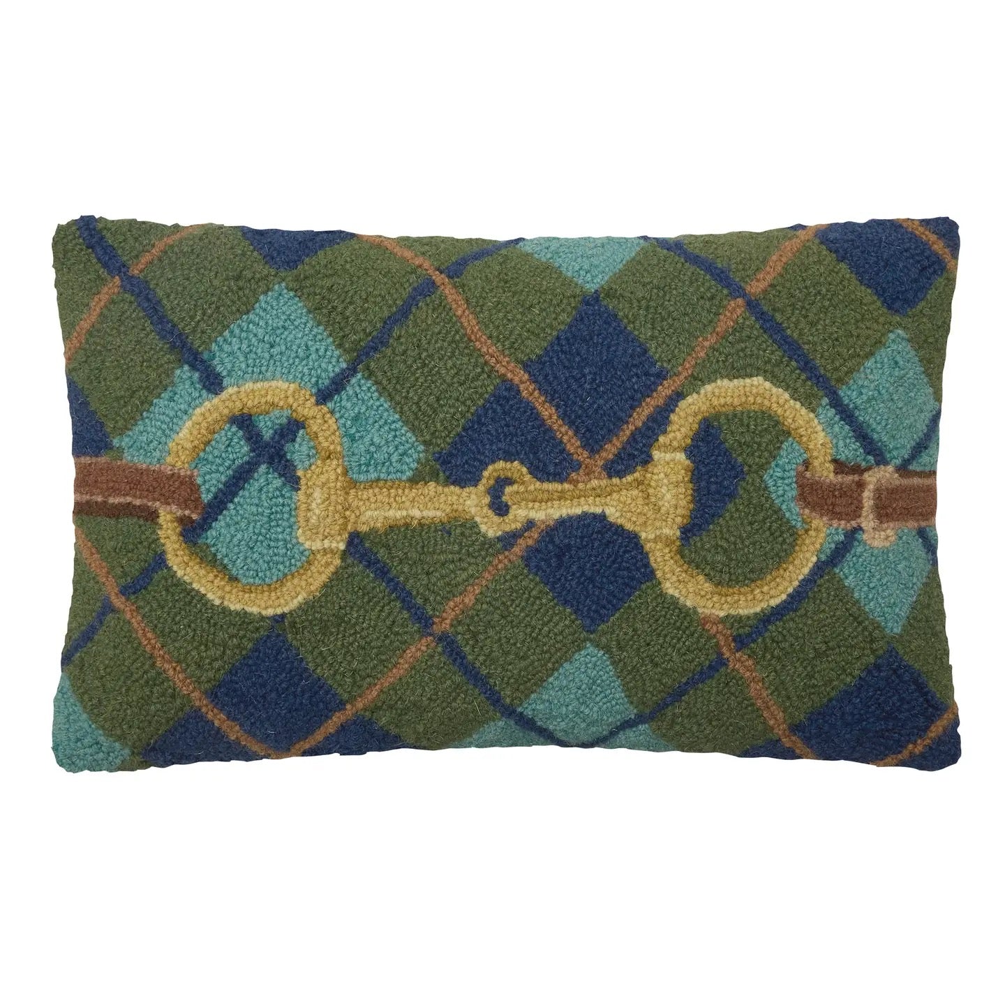Horse Bit Wool Hooked Pillow