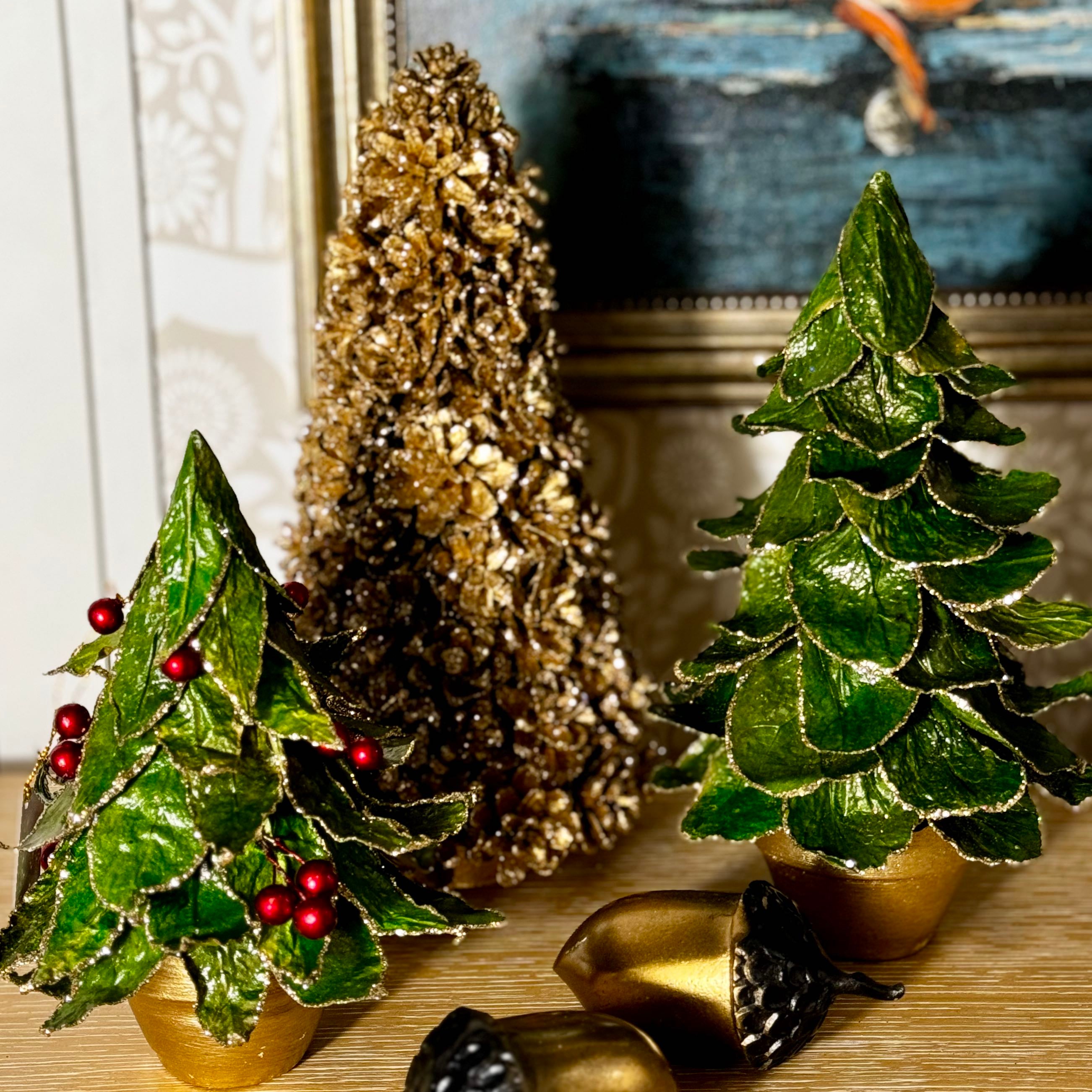 Gold Pine Cone Tree 12"