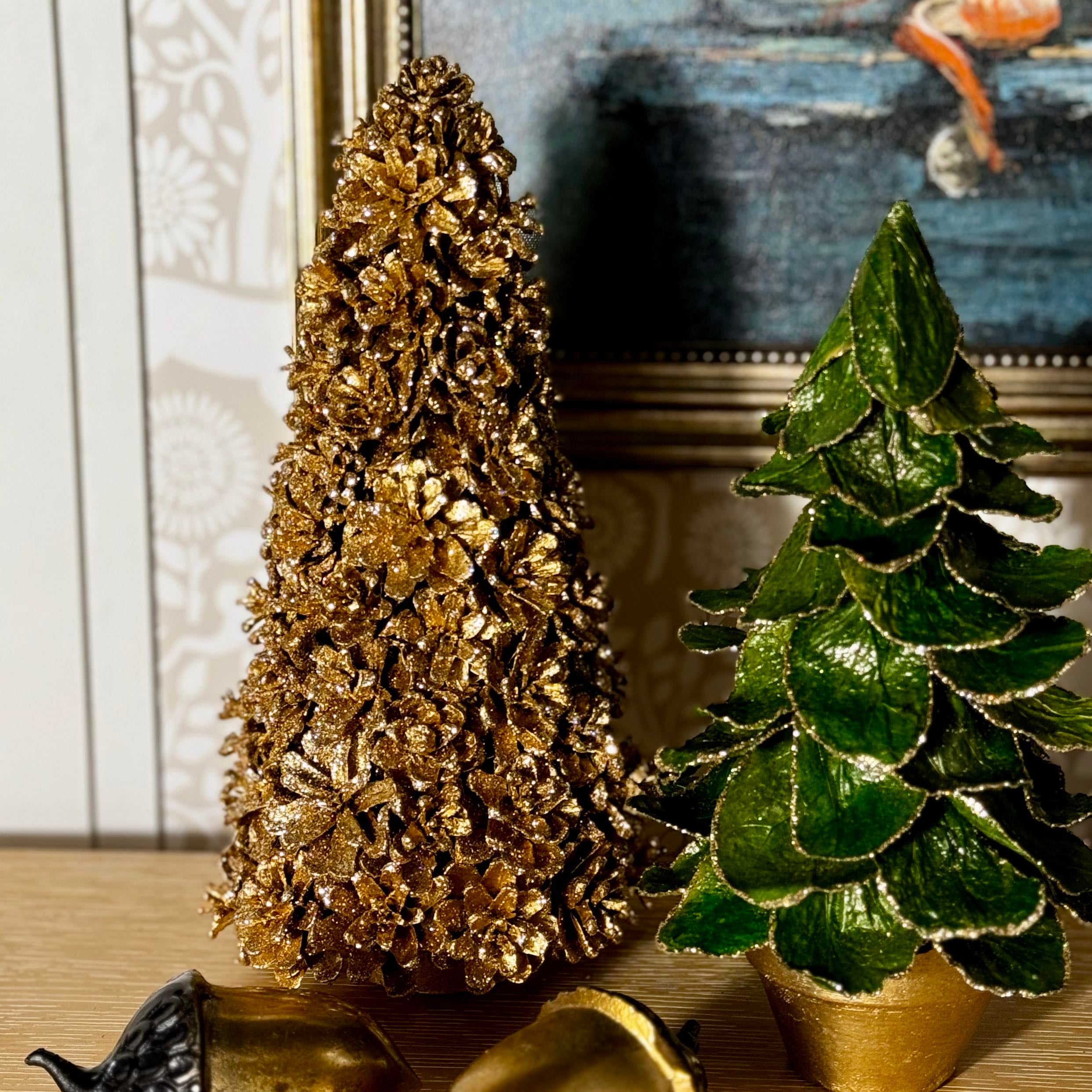 Gold Pine Cone Tree 12"