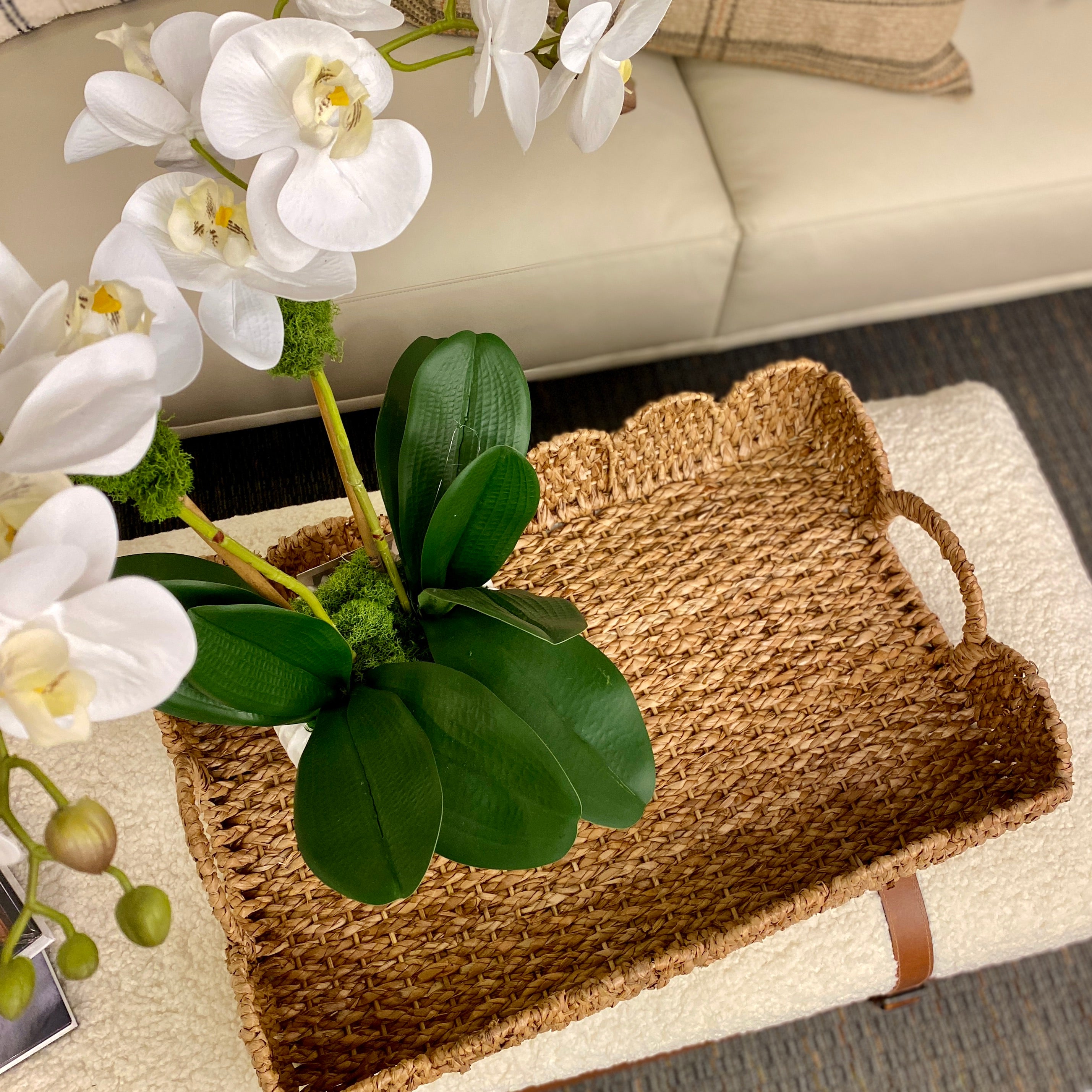 Scalloped Braided Basket Trays - Set of 2