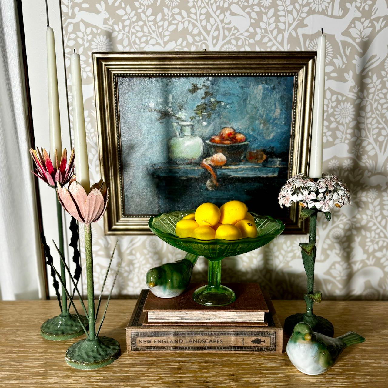 Scalloped Pressed Glass Pedestal Bowl