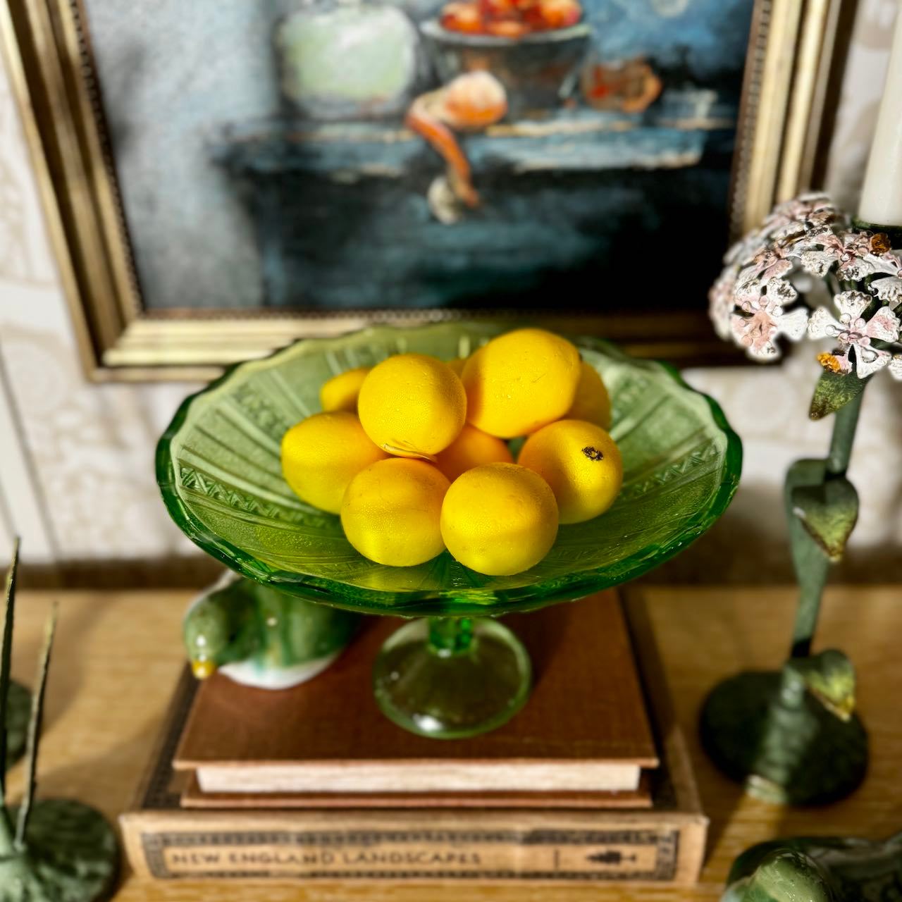 Scalloped Pressed Glass Pedestal Bowl