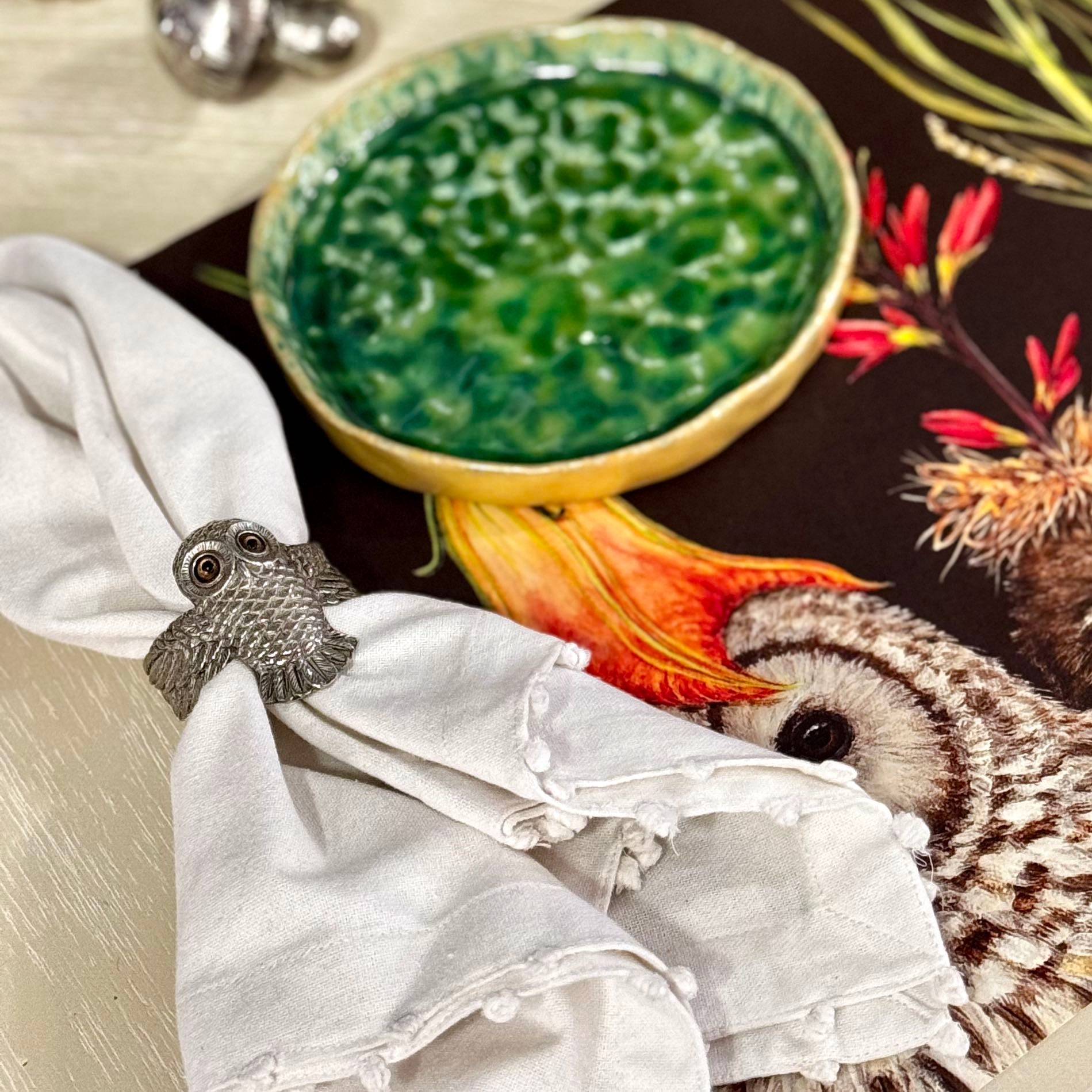Owl Pewter Napkin Rings
