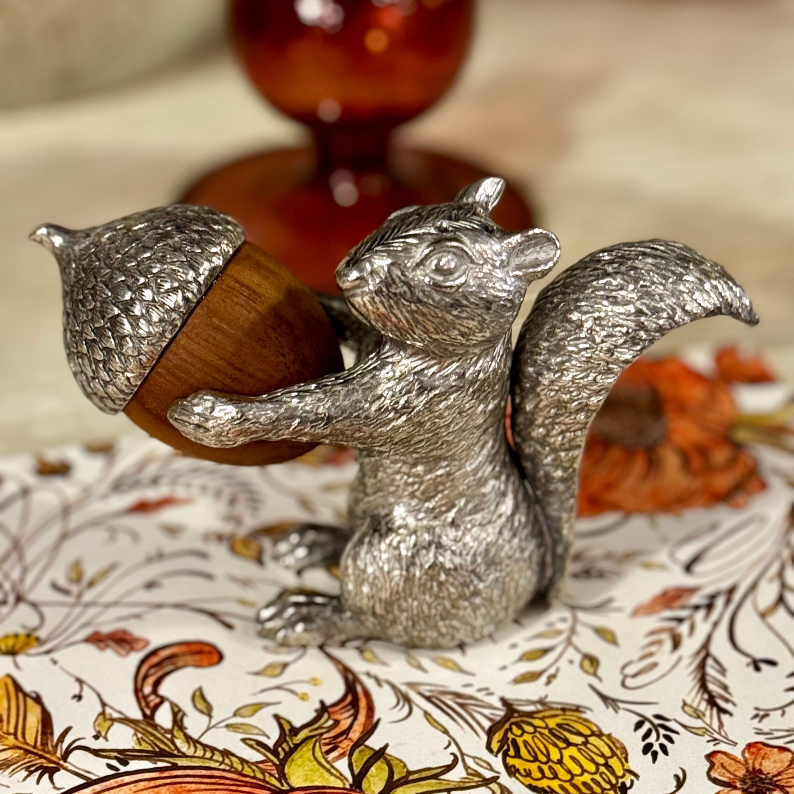 Squirrel with Wood Acorn Salt and Pepper Set