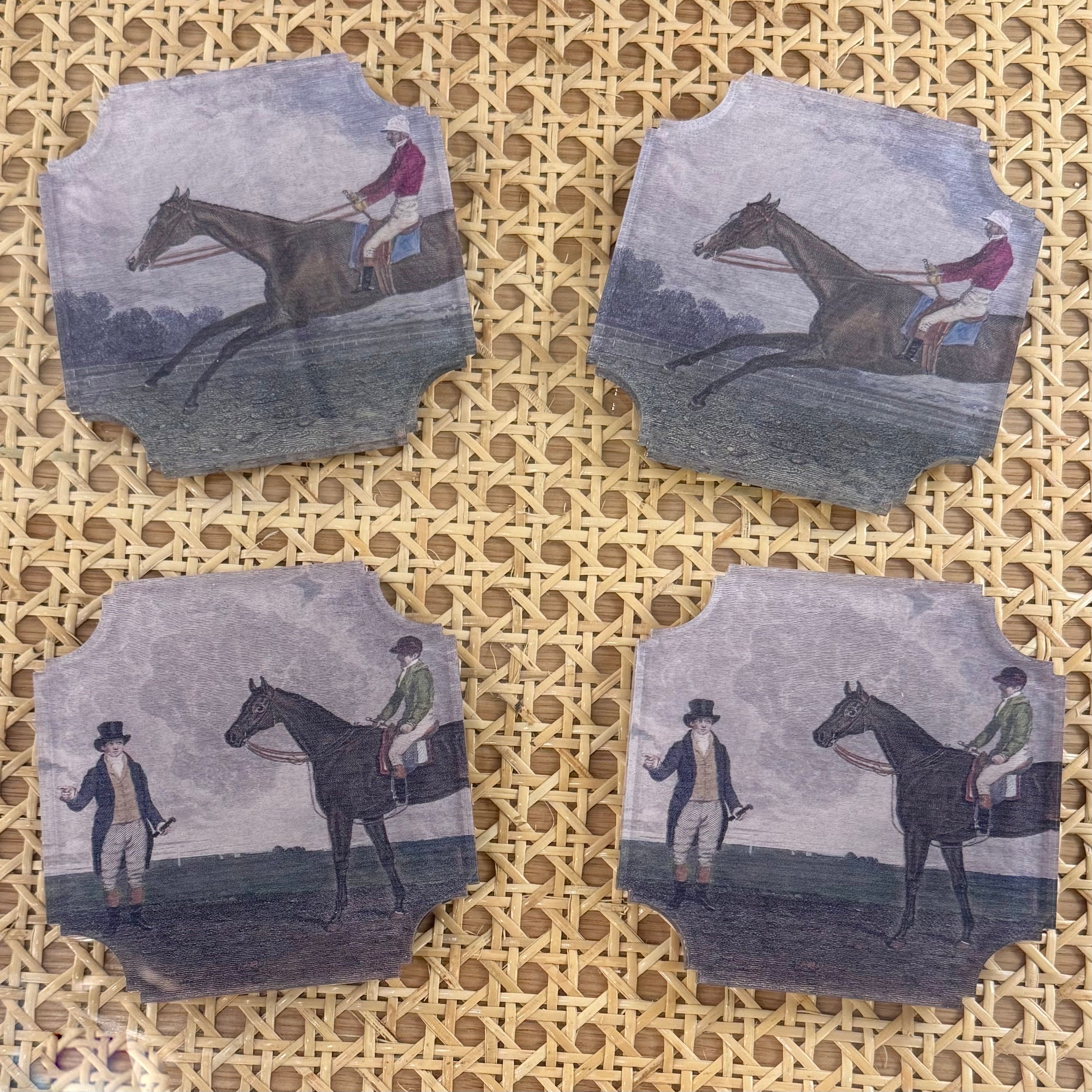 English Hunt Racing Coasters - Set of 4