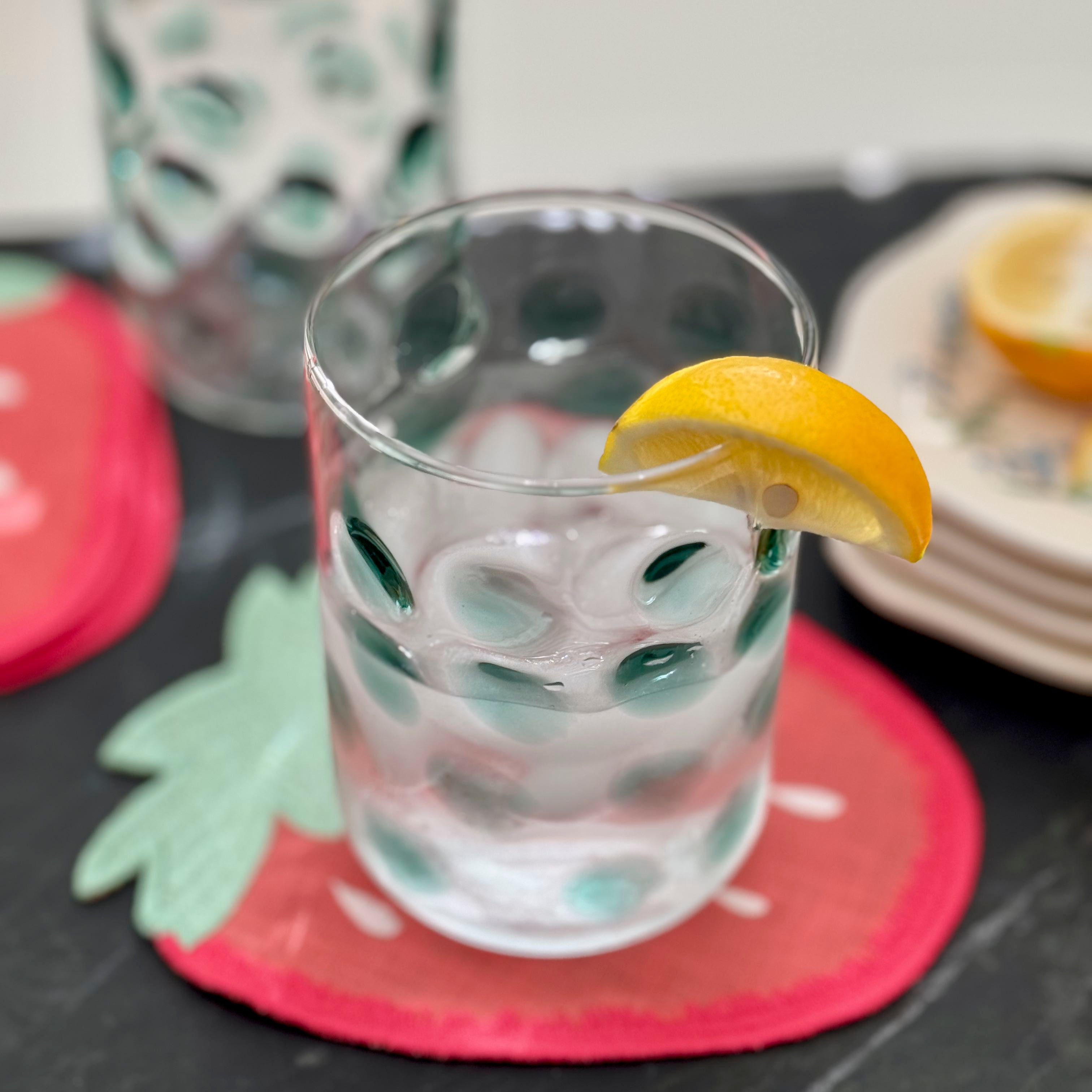 Green Pebble Glass Tumbler