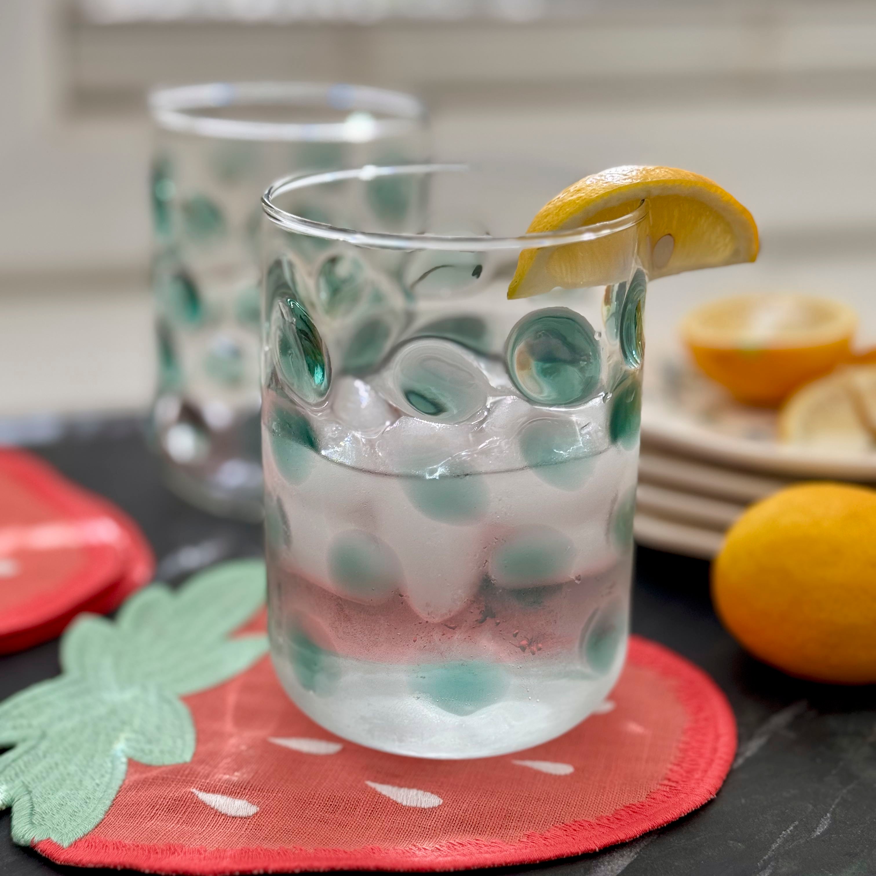 Green Pebble Glass Tumbler