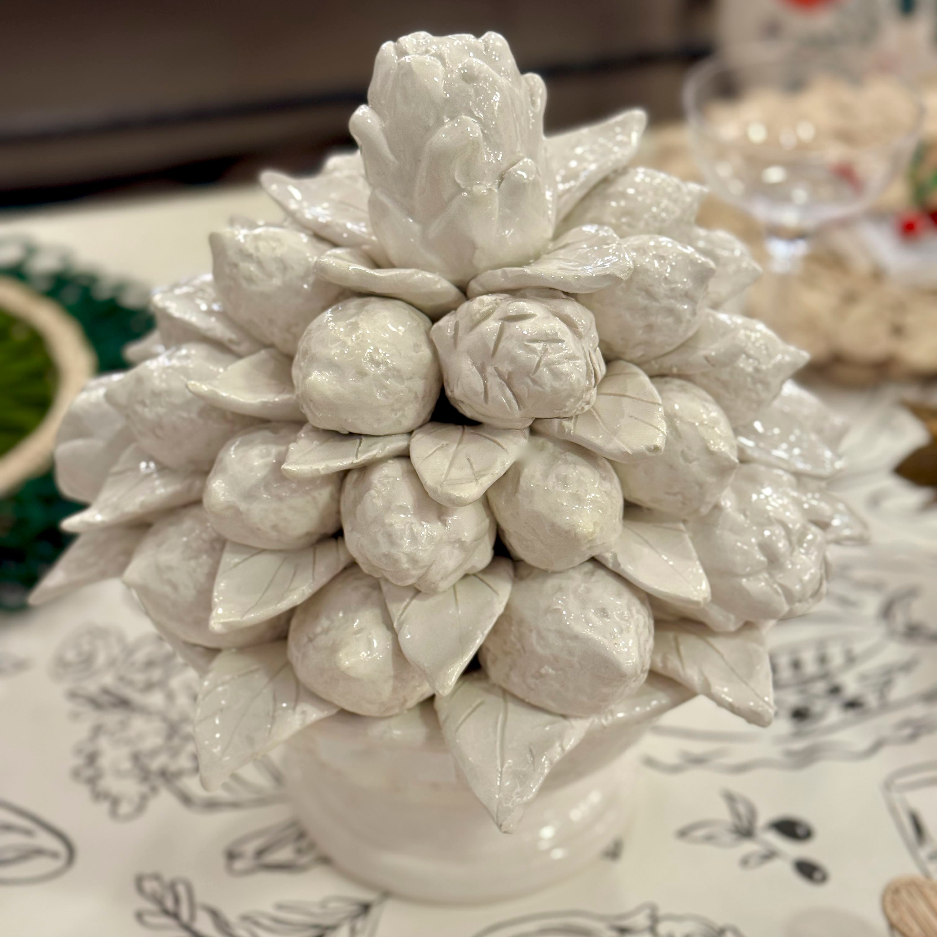 Lemon and Artichoke Ceramic Topiary