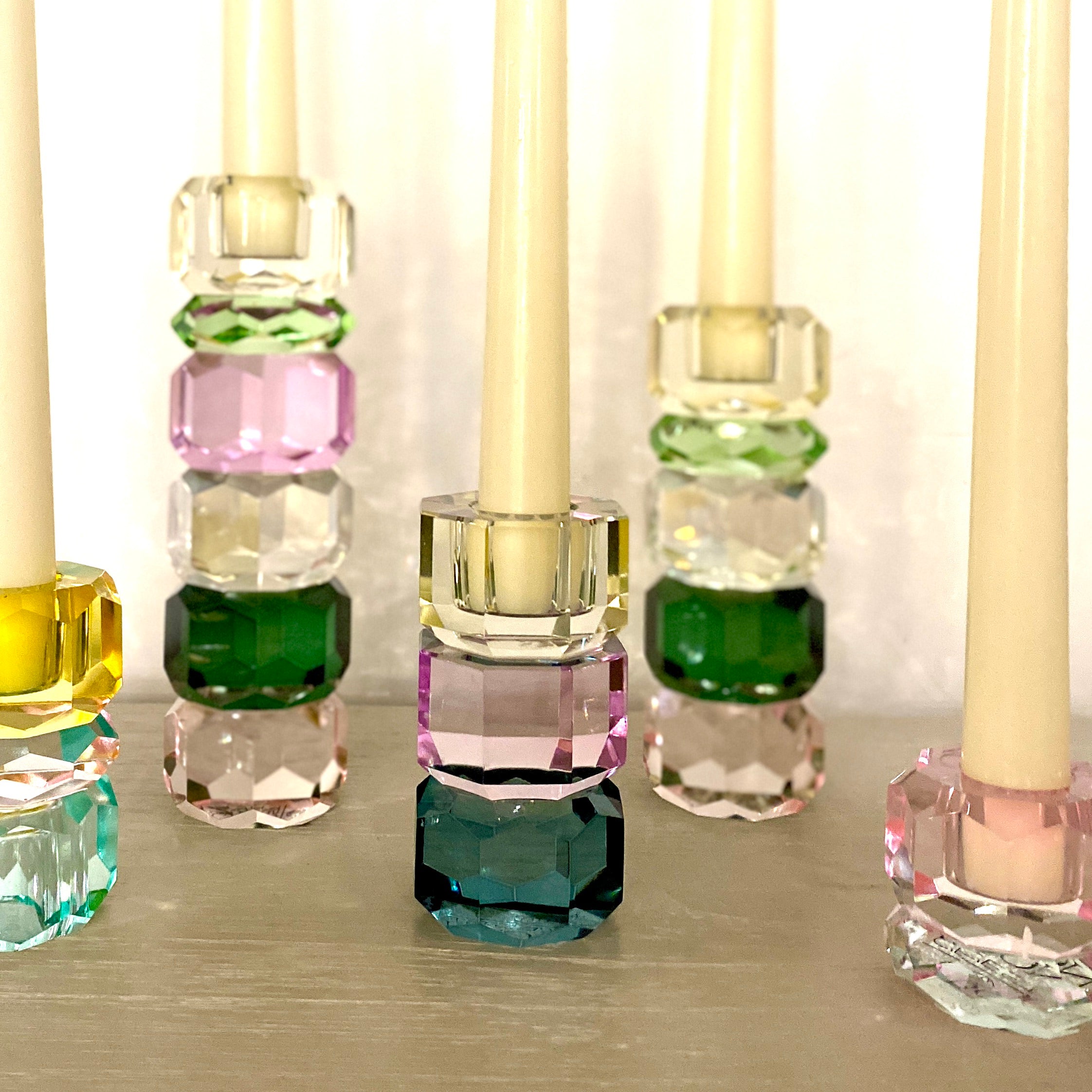 Cut Crystal Five Stacked Candleholder