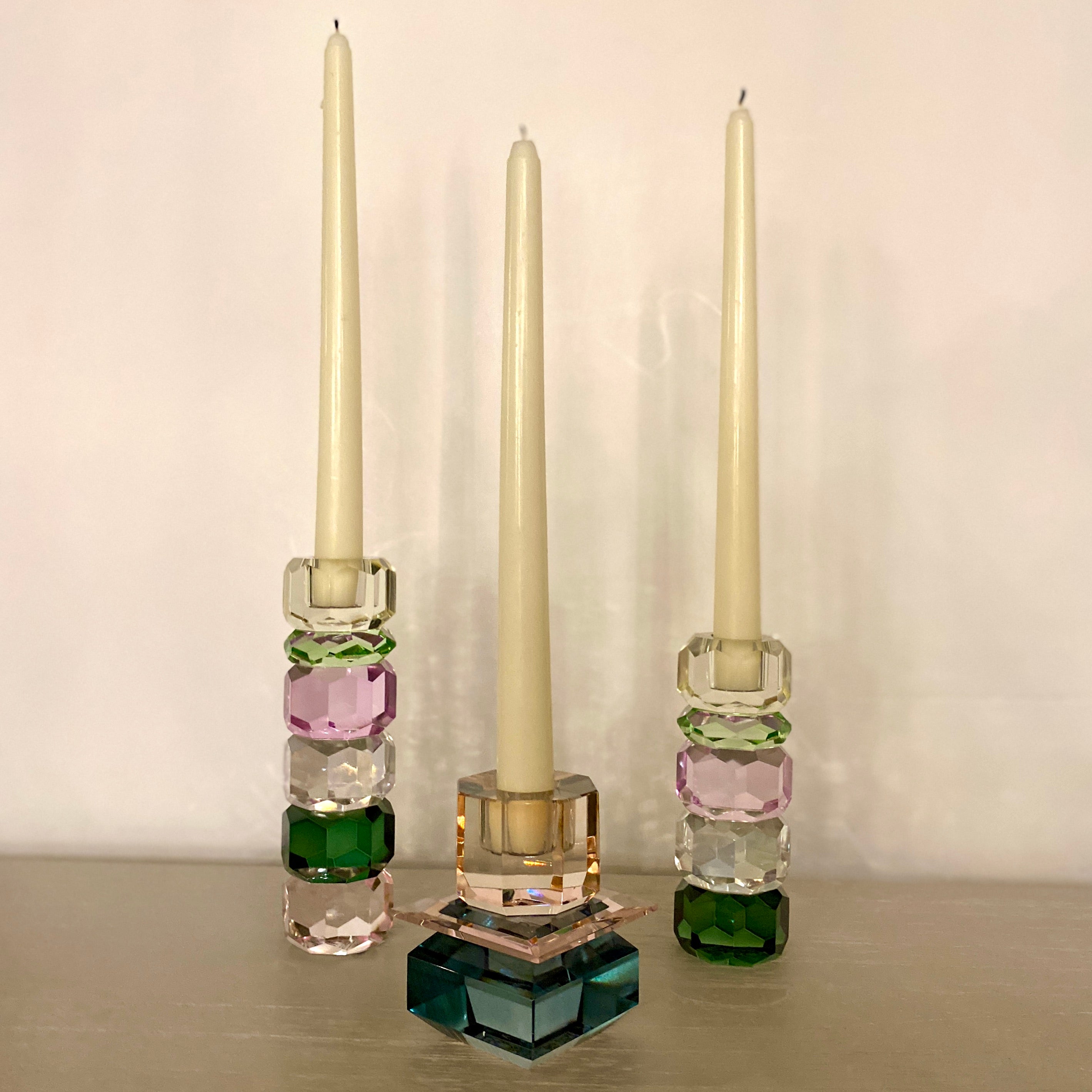 Cut Crystal Five Stacked Candleholder