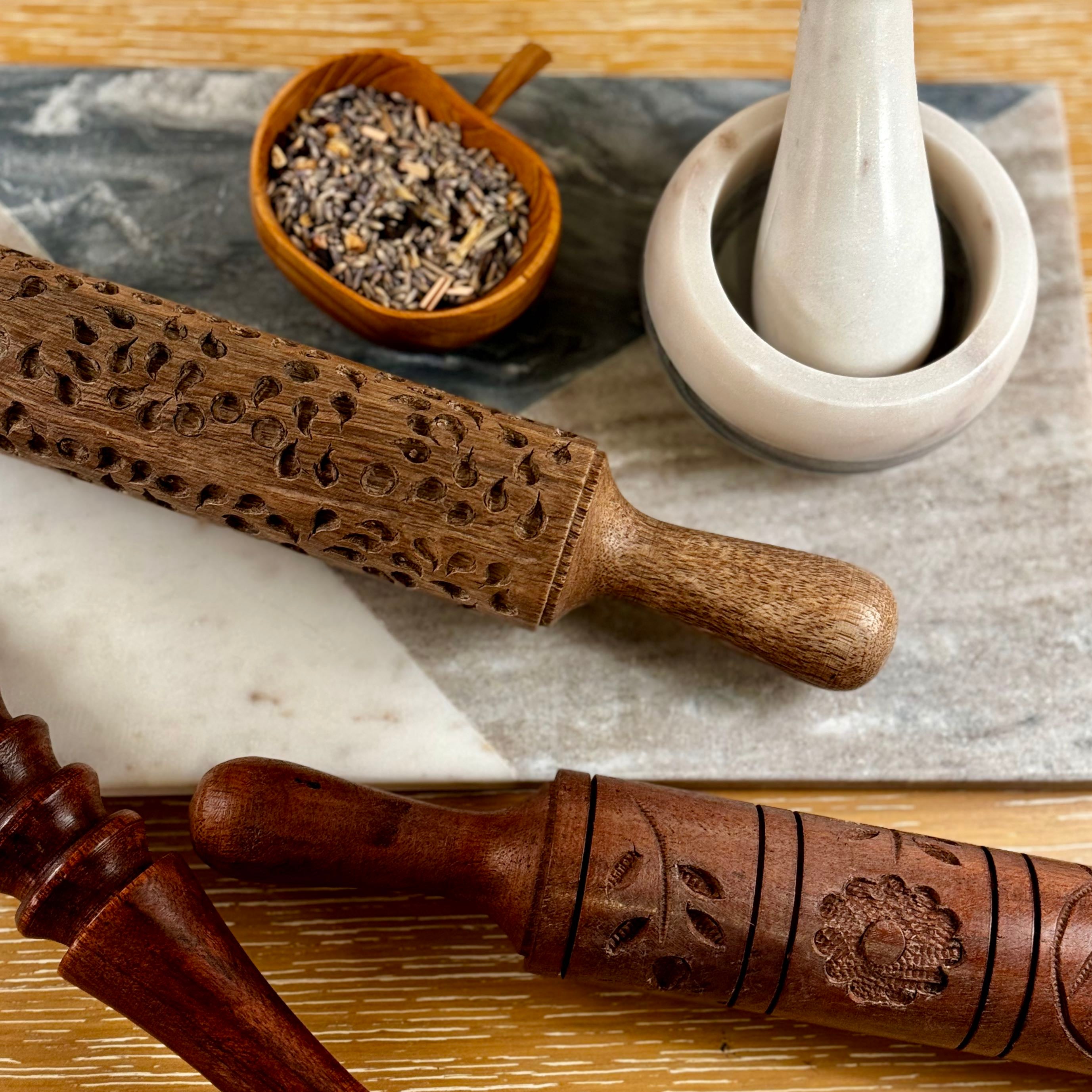 Wood Carved Rolling Pin - Set of 3