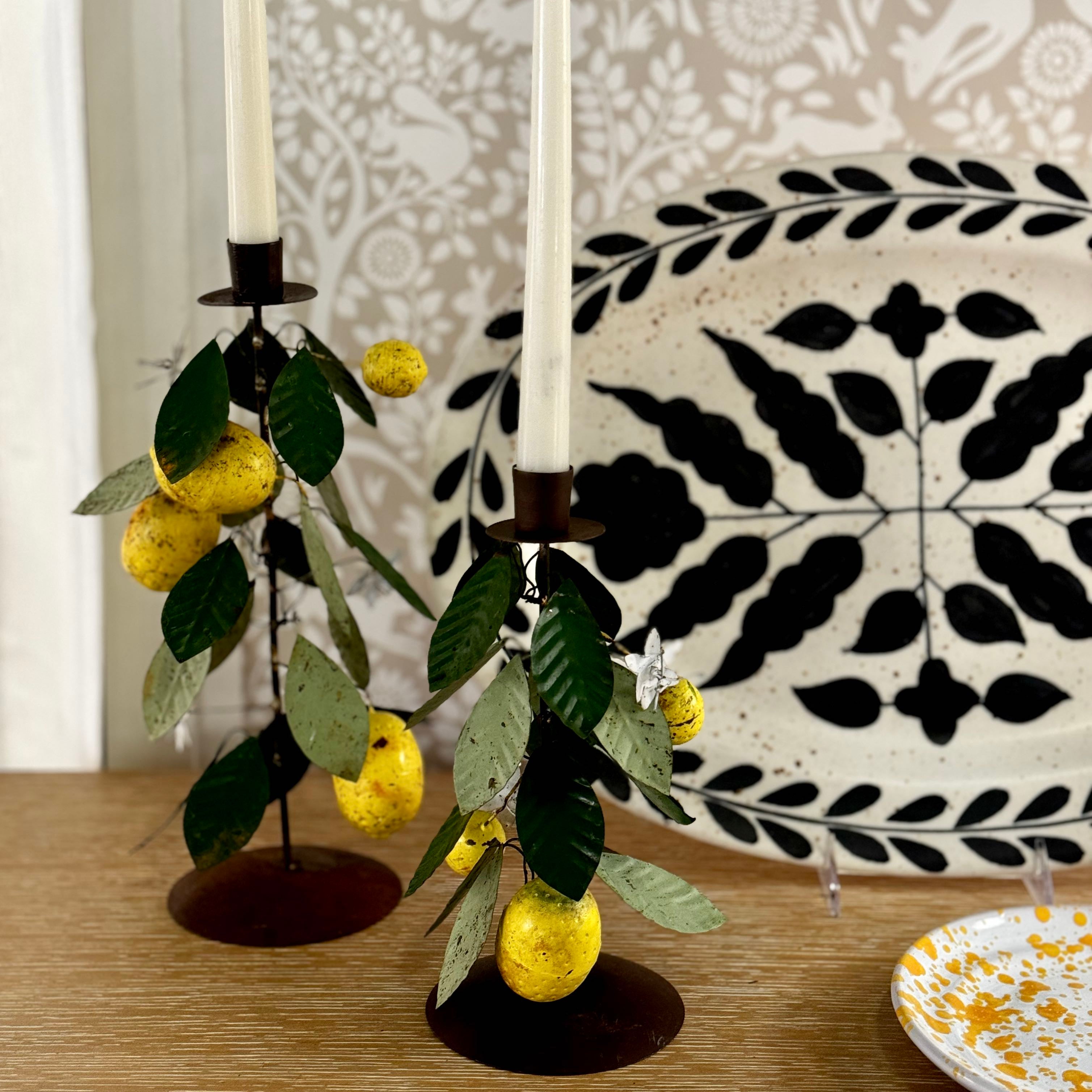 Toleware Lemon Candleholders - Set of 2