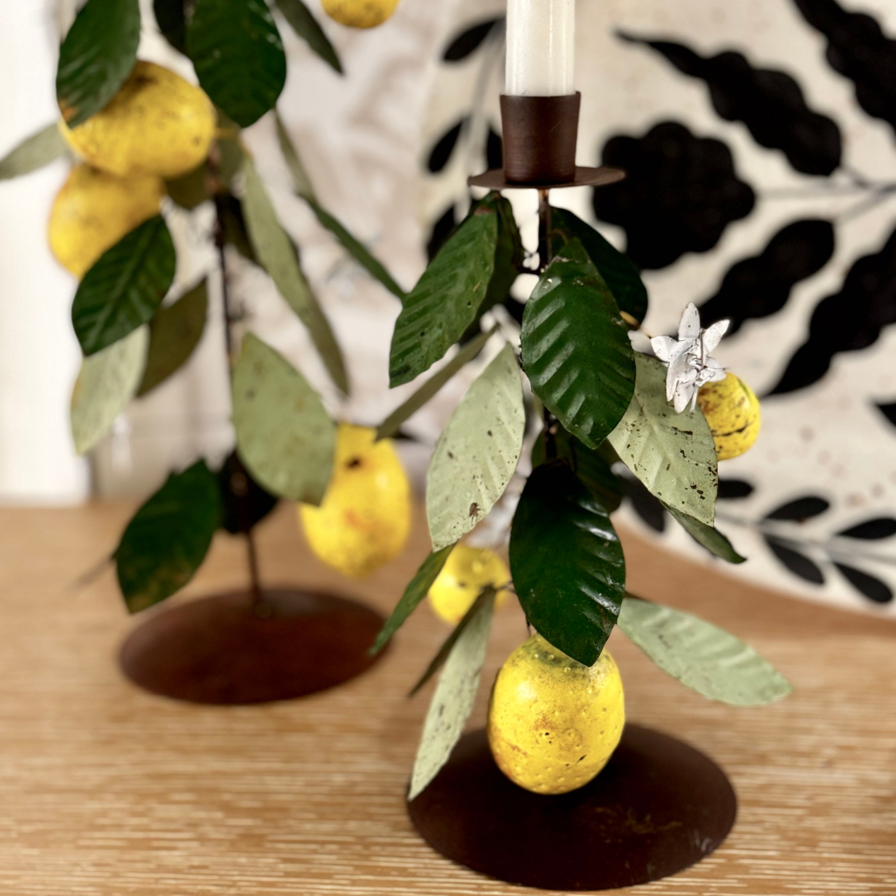 Toleware Lemon Candleholders - Set of 2