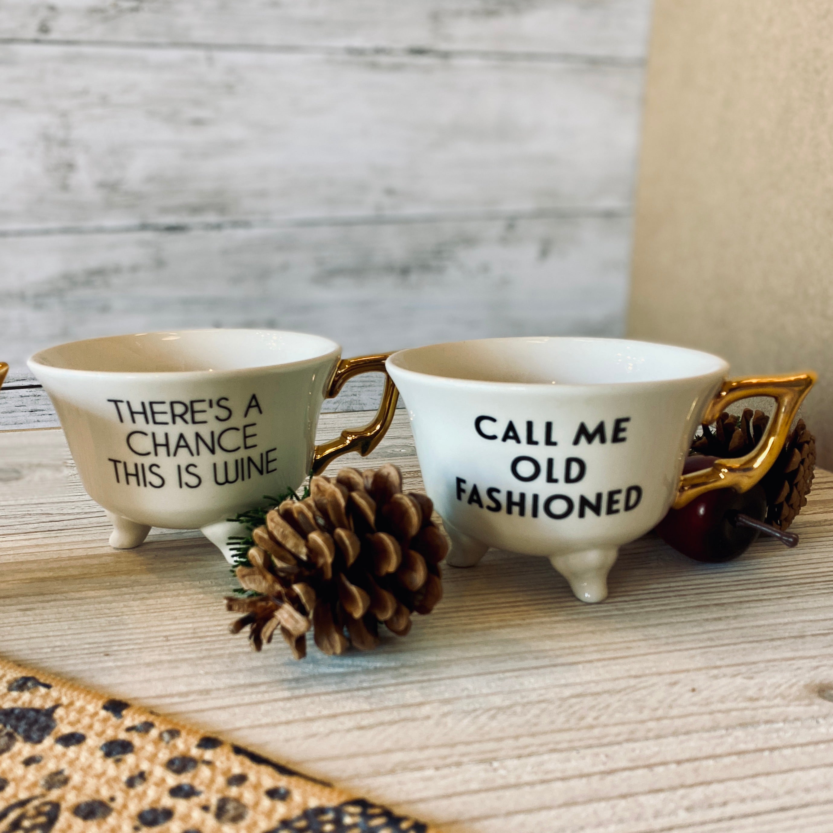 Teacup Talk Stoneware Teacup with Sayings