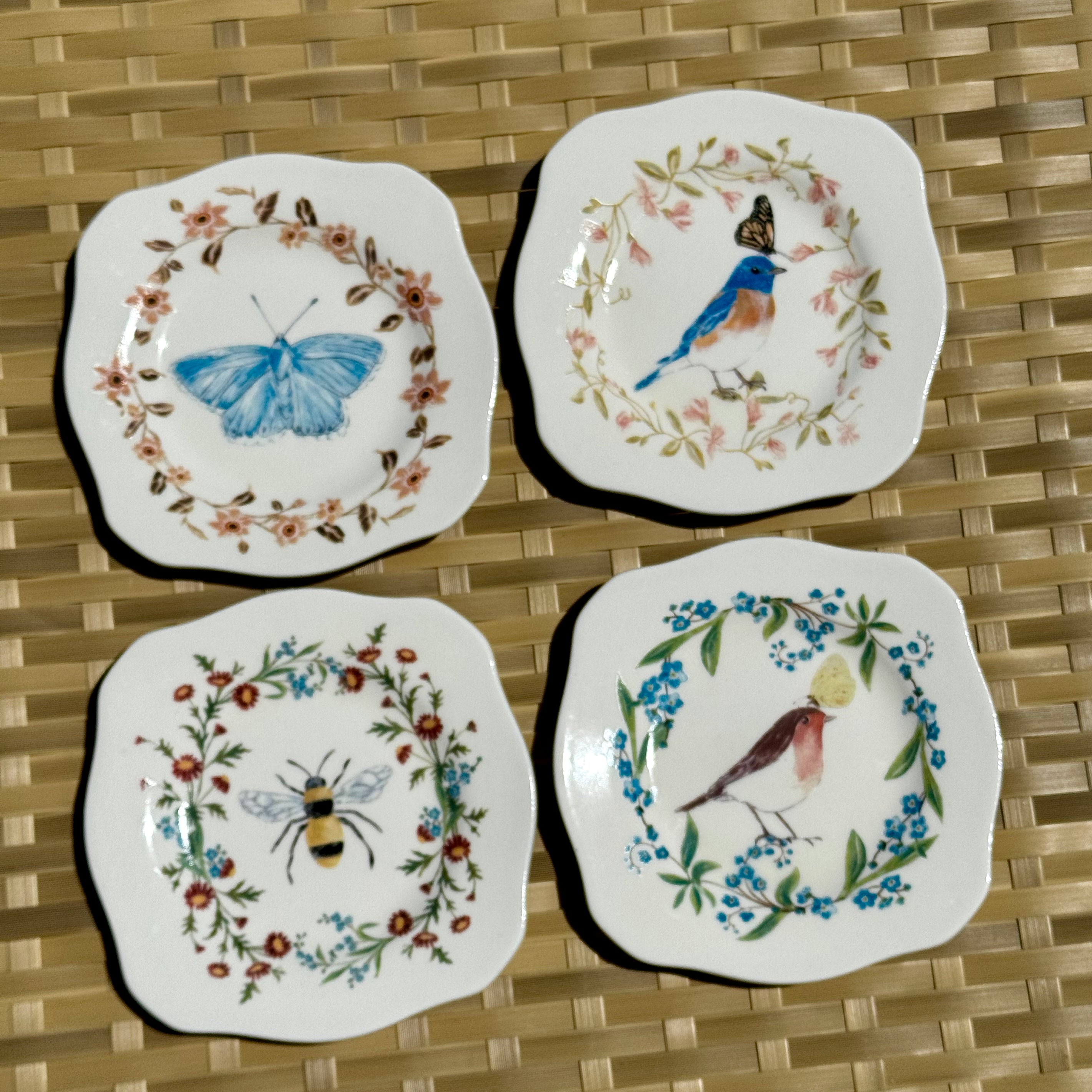 Whimsical Secret Garden Plates - Set of 4