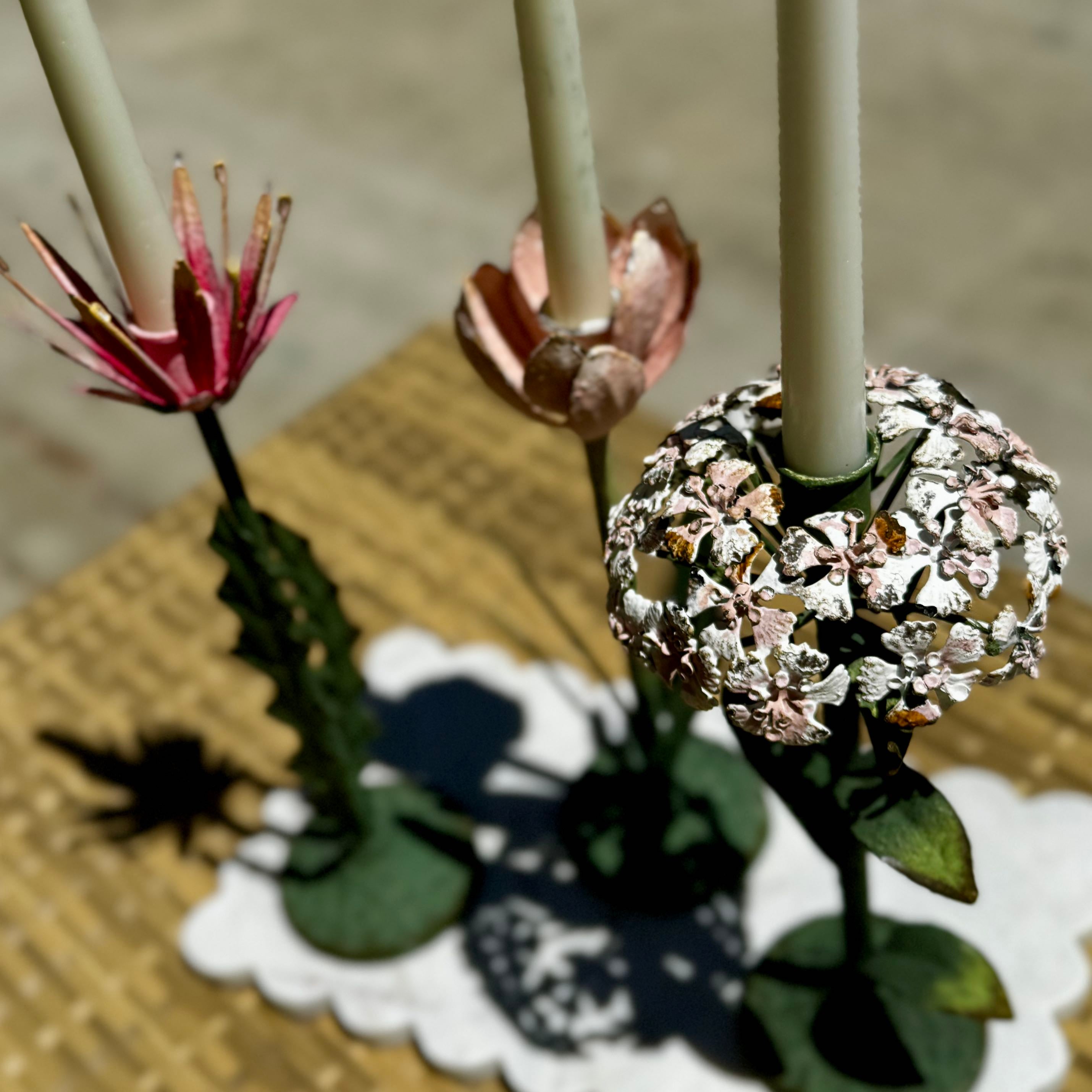 Toleware Flower Candleholder Large - Set of 3