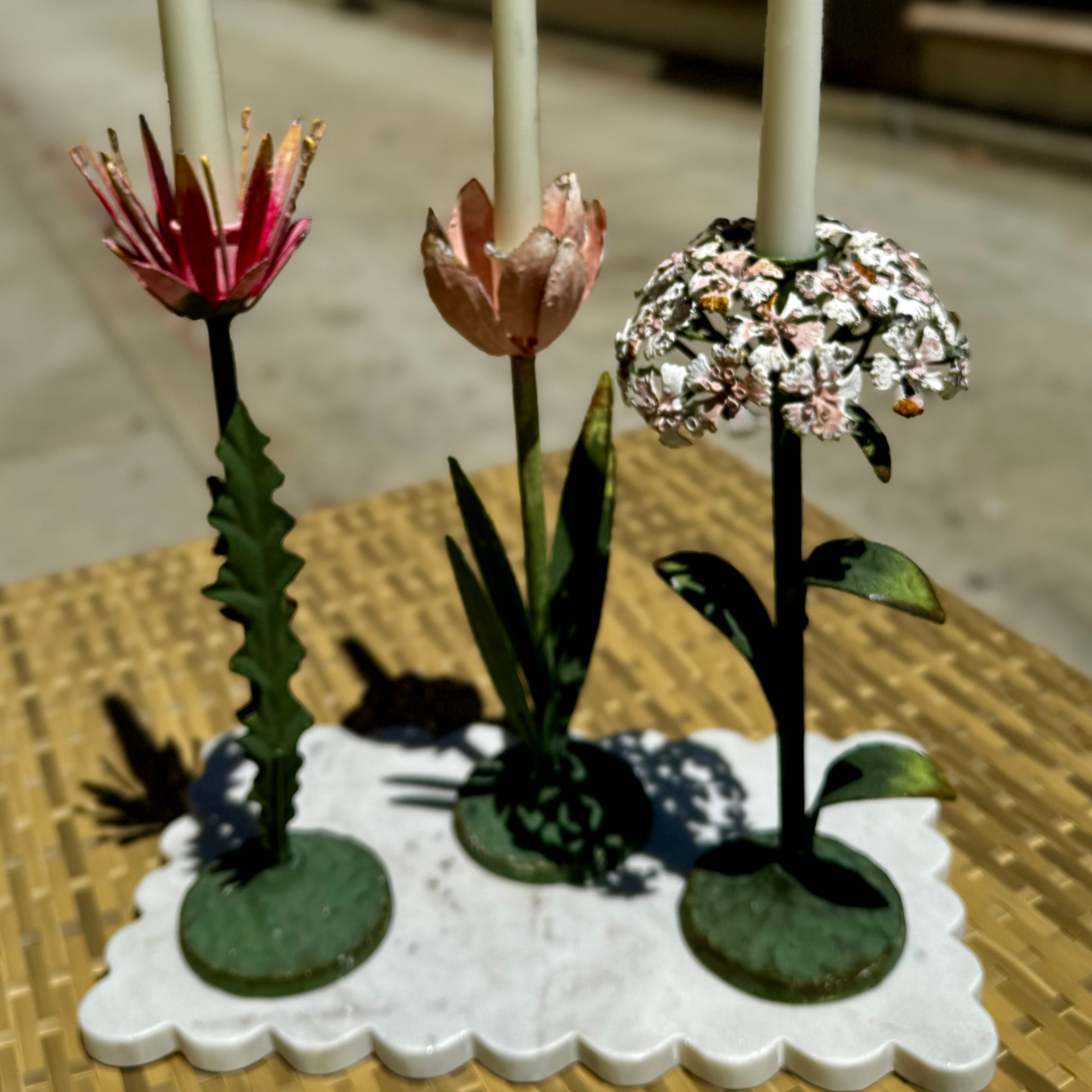 Toleware Flower Candleholder Large - Set of 3