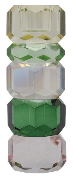 Cut Crystal Candleholder in Pastel Rainbow