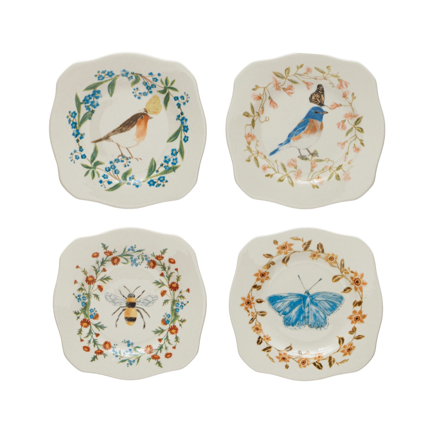 Whimsical Secret Garden Plates - Set of 4