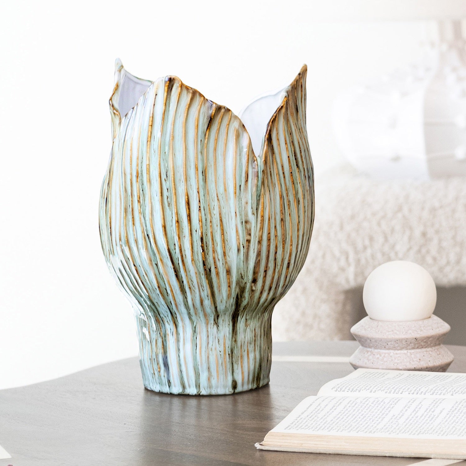 Pleated Stoneware Vase
