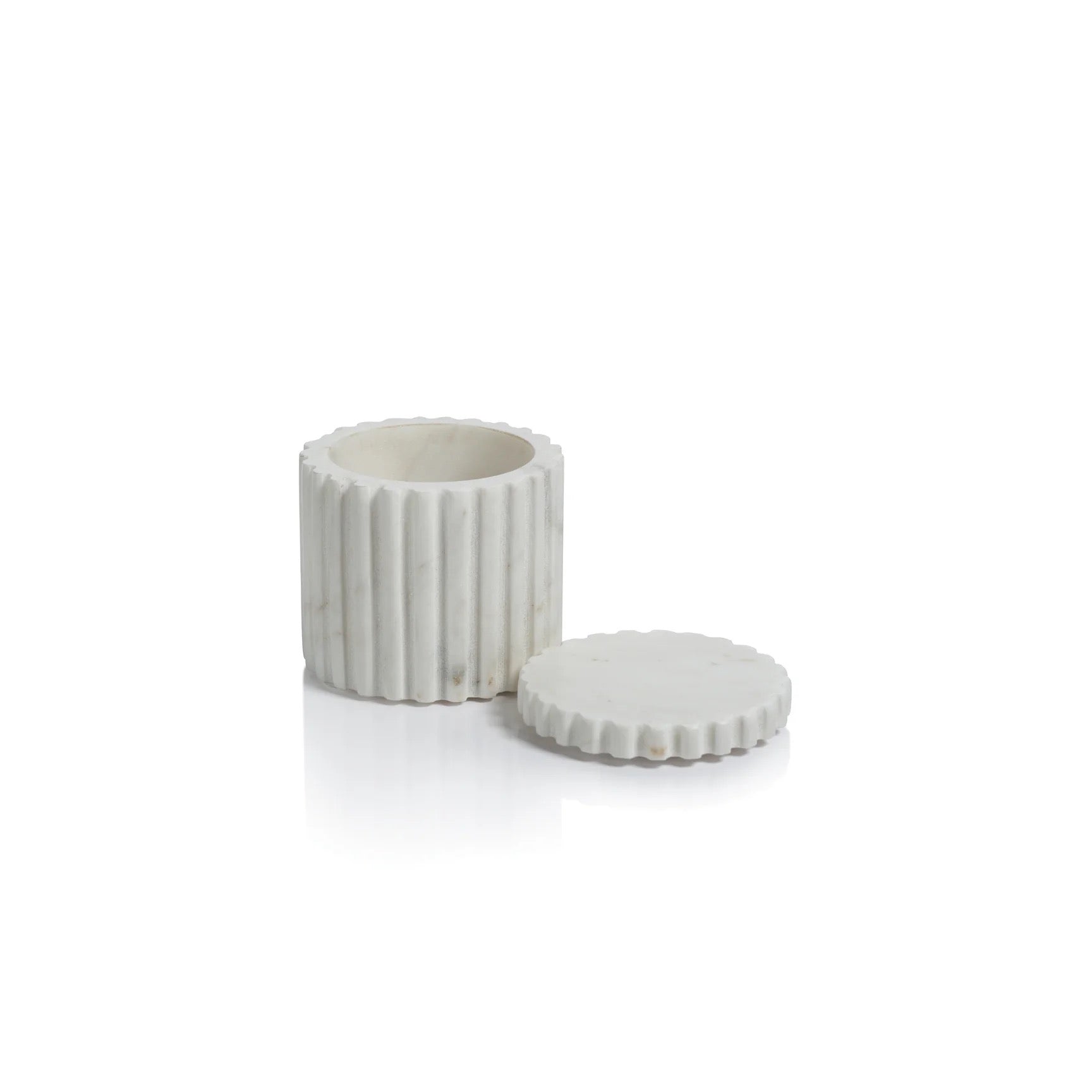 Fluted Marble Vanity Canister
