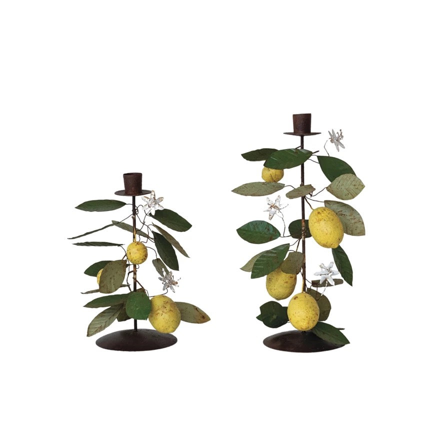 Toleware Lemon Candleholders - Set of 2