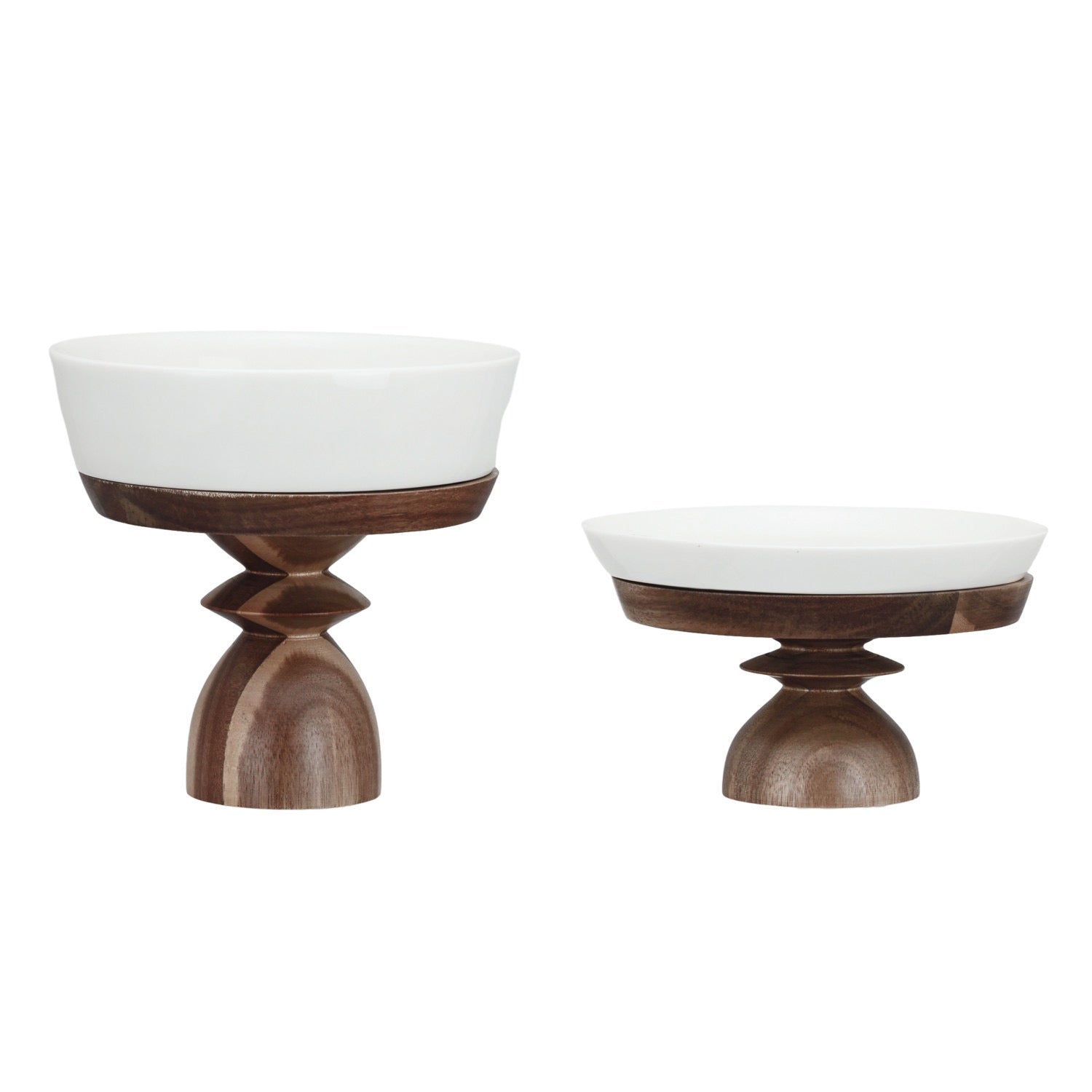Wood Pedestasl Plate - Set of 2