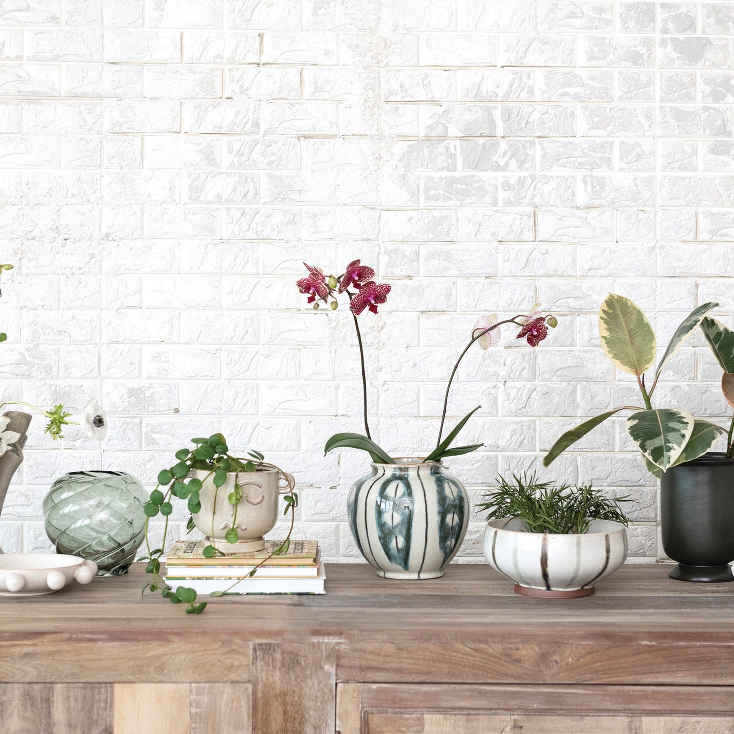 Green Candy Striped Bowl