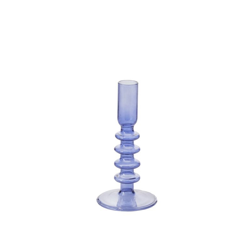 Glass Spool Candlestick Holder Small