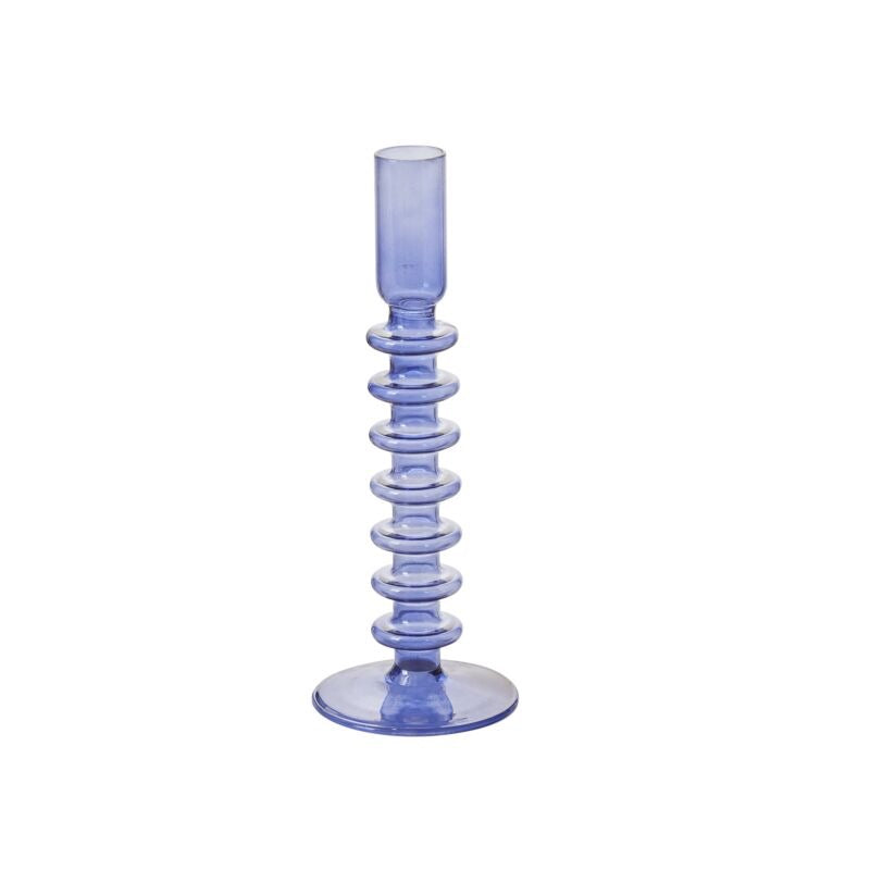 Glass Spool Candlestick Holder Large