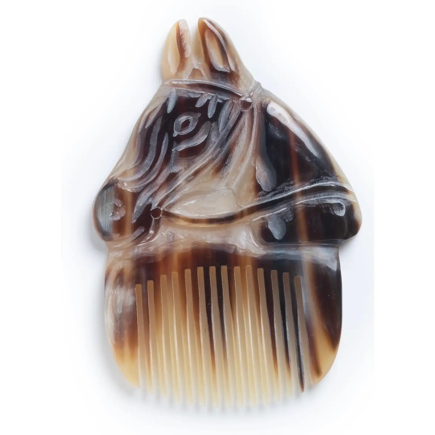 Horn Carved Horse Hair Comb