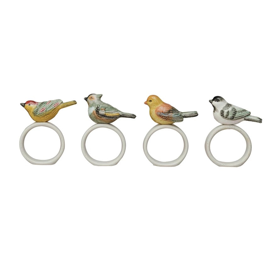 Perched Bird Napkin Rings - Set of 4