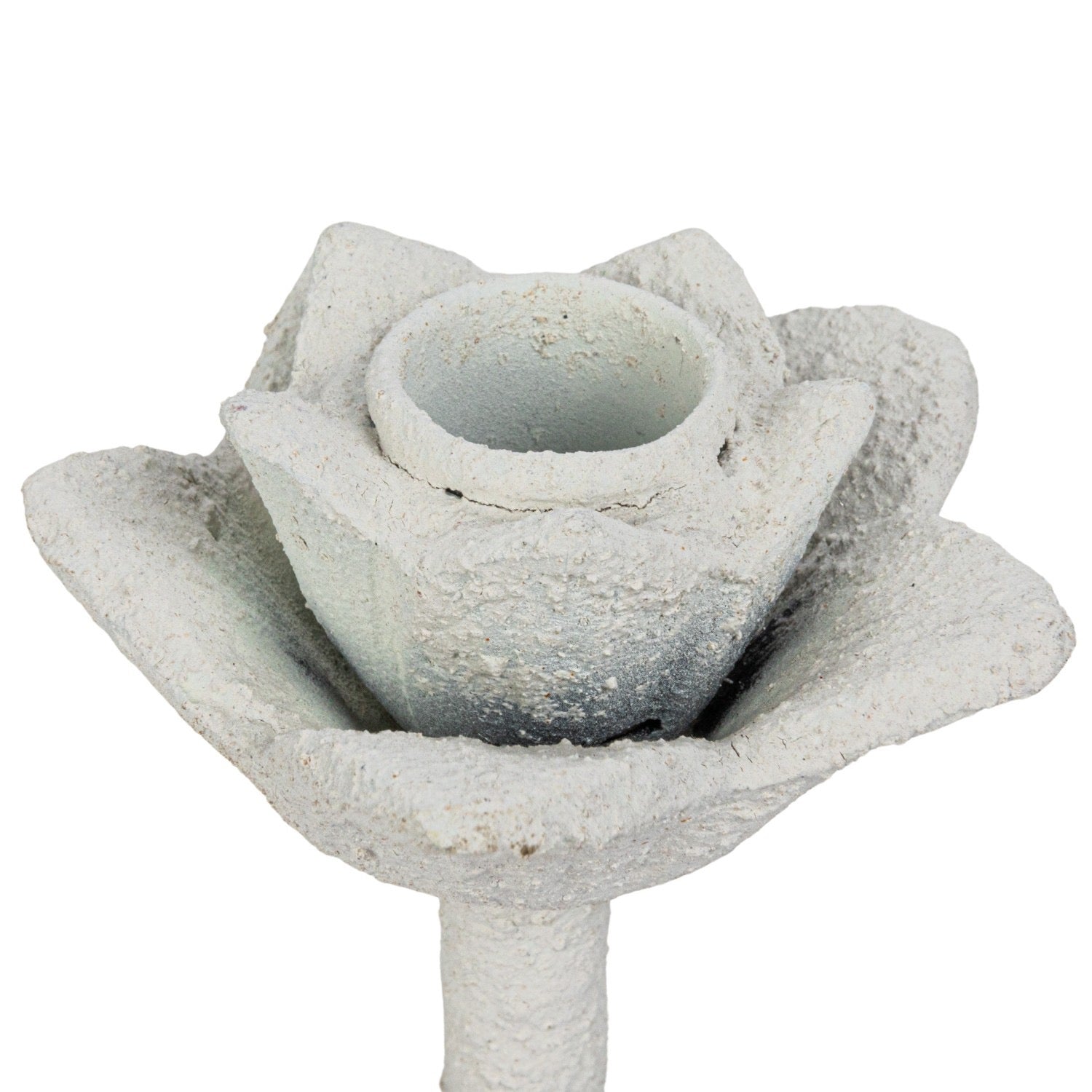 White Cast Metal Flower Candleholder