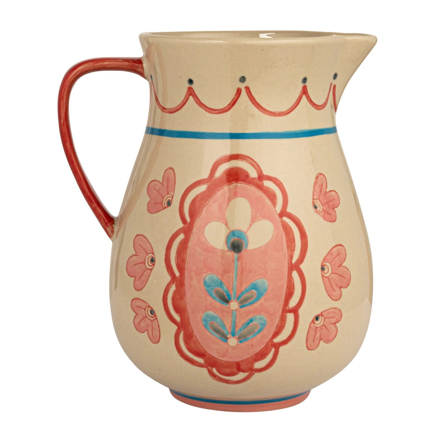Dutch Flower Stoneware Pitcher